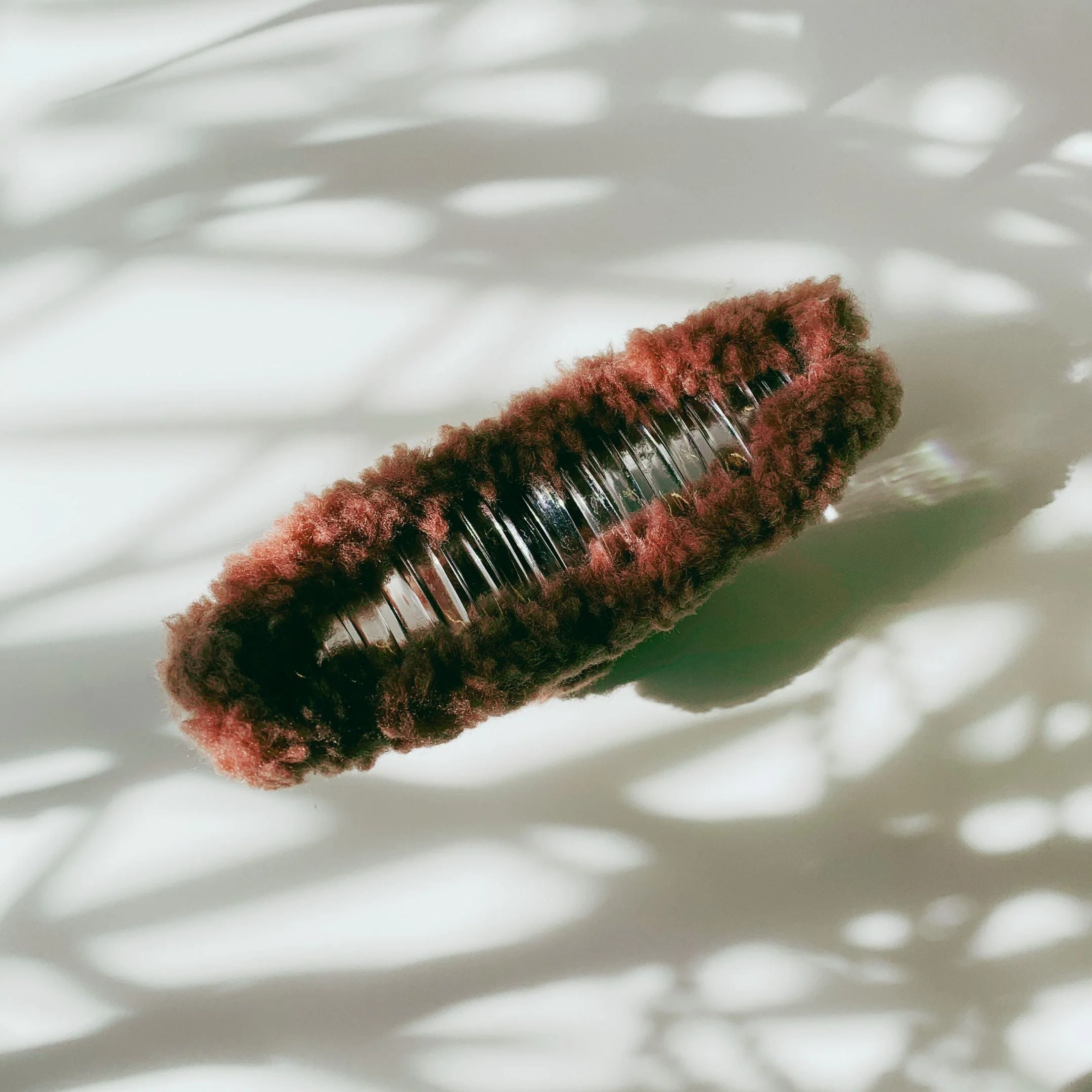 Velvet Claws Hair Clip | Triangle Plush in Copper Mauve Faux Fur Hair Claw - Image 3