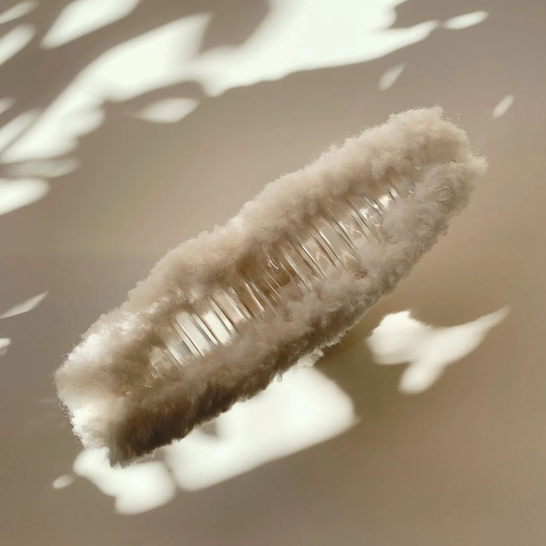 Velvet Claws Hair Clip | Triangle Plush in Faux Fur White Hair Claw - Image 3