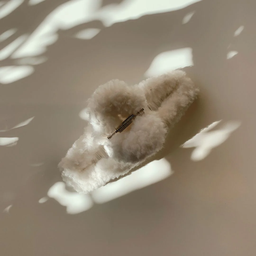 Velvet Claws Hair Clip | Triangle Plush in Faux Fur White Hair Claw - Image 4