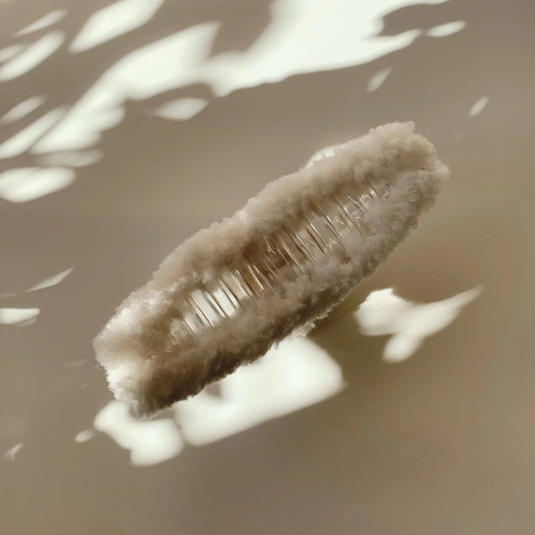 Velvet Claws Hair Clip | Triangle Plush in Faux Fur White Hair Claw - Image 5