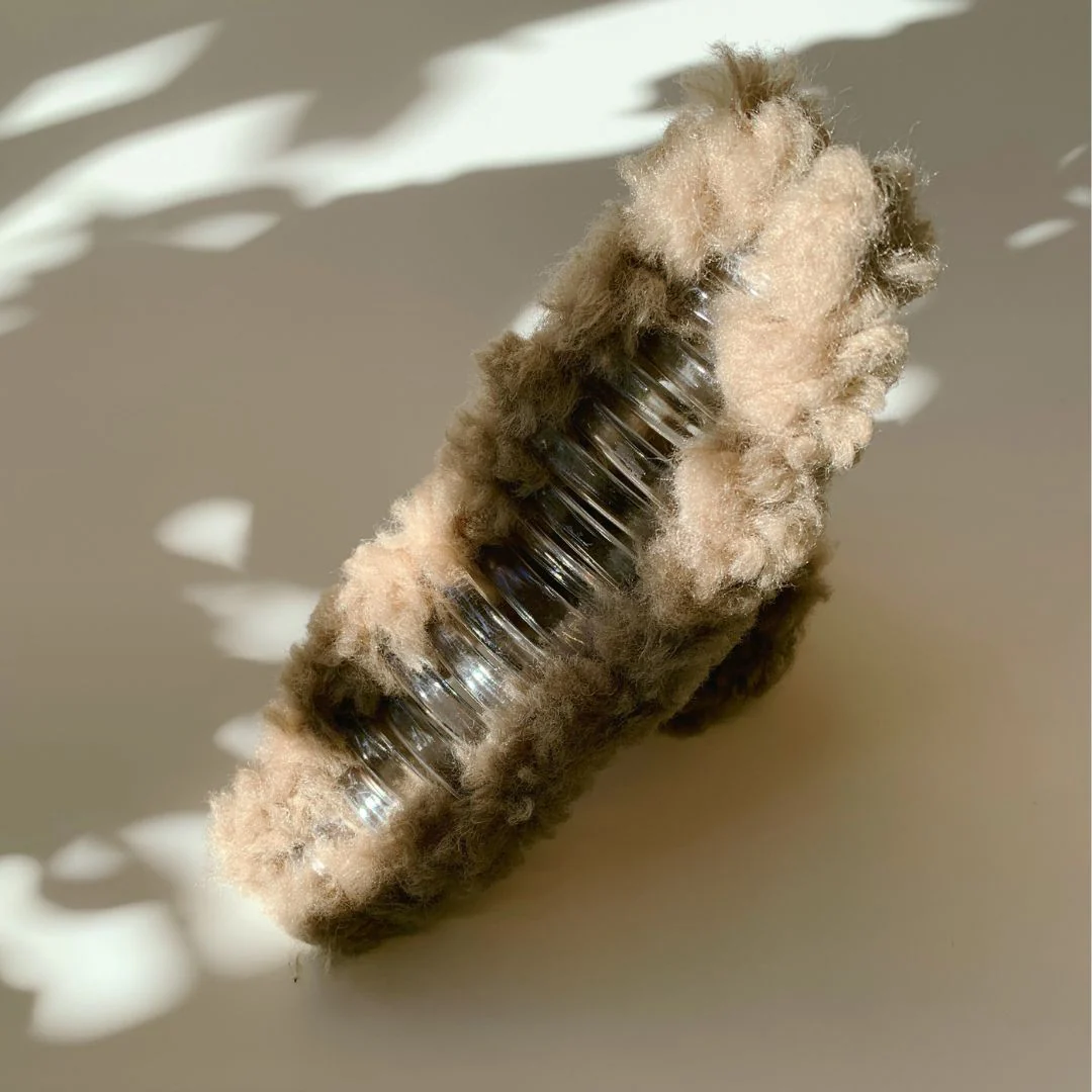 Velvet Claws Hair Clip | Triangle Plush in Teddy Bear Brown Faux Fur Hair Claw - Image 3