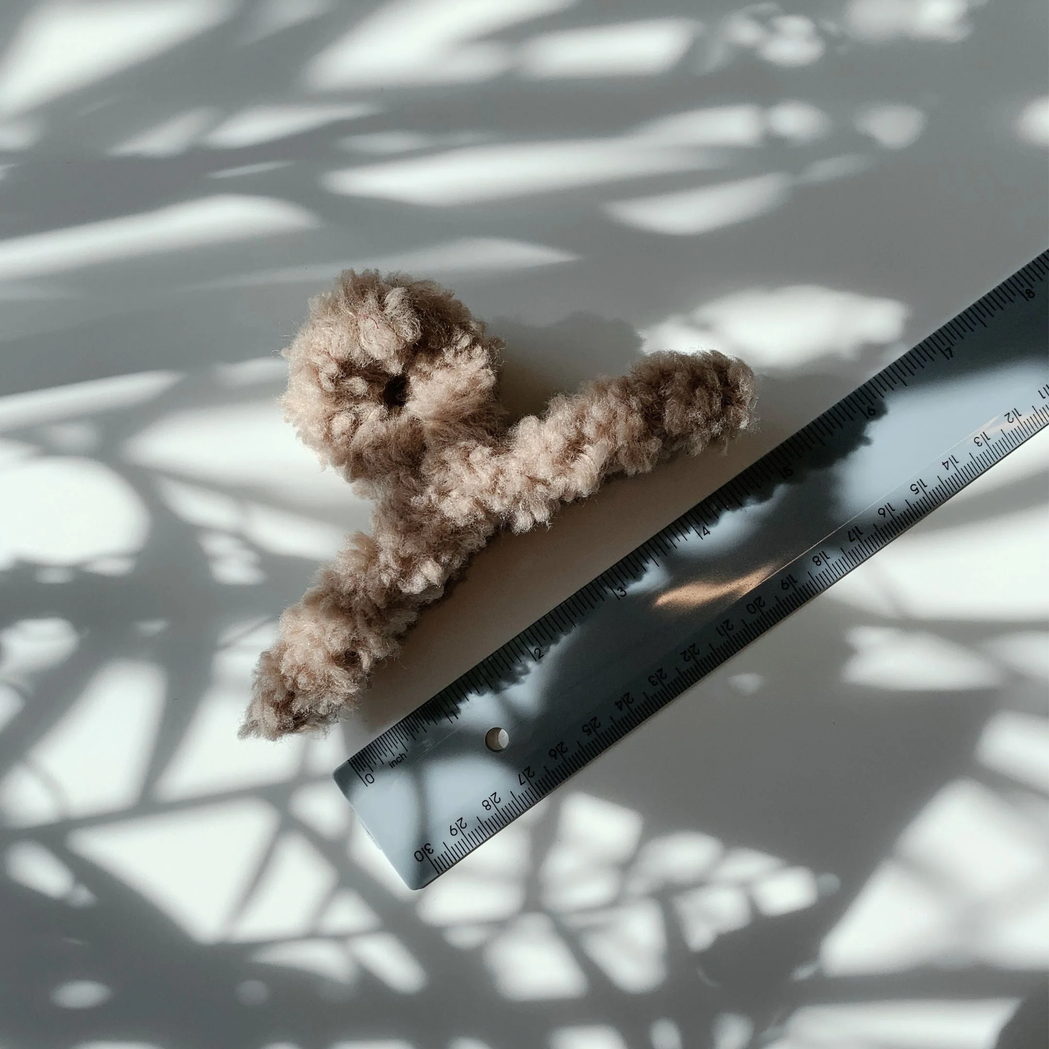 Velvet Claws Hair Clip | Triangle Plush in Teddy Bear Brown Faux Fur Hair Claw - Image 7