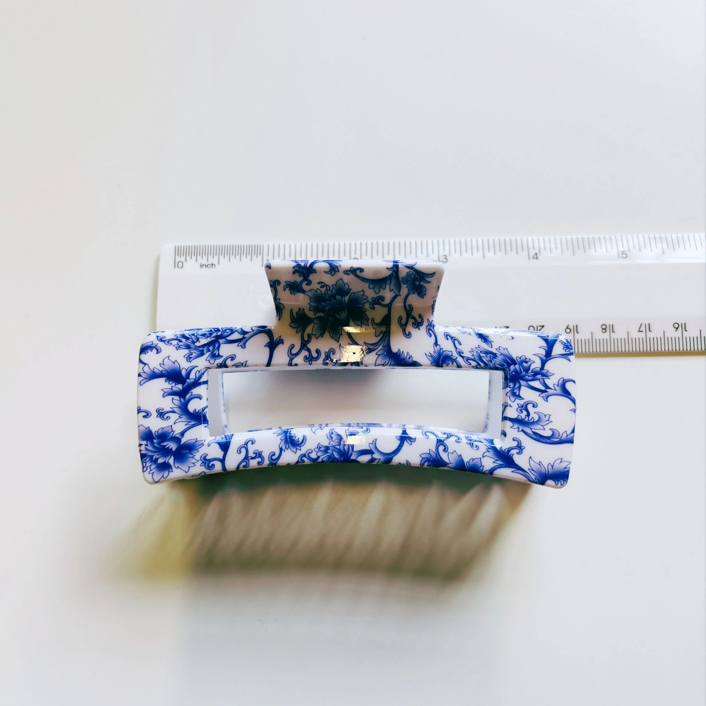 Velvet Claws Painted Pottery Blue Floral Hair Clip - Image 10