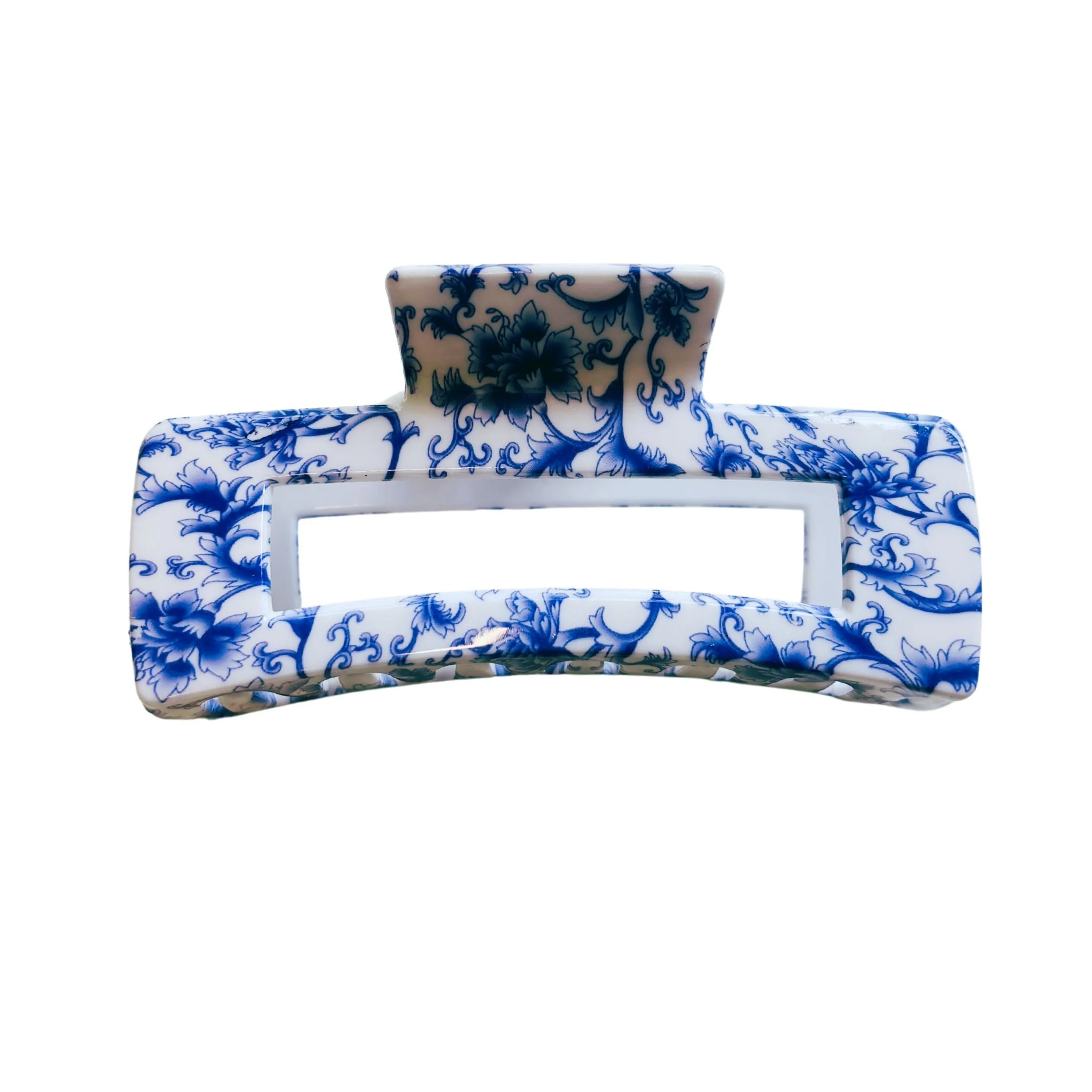 Velvet Claws Painted Pottery Blue Floral Hair Clip - Image 3
