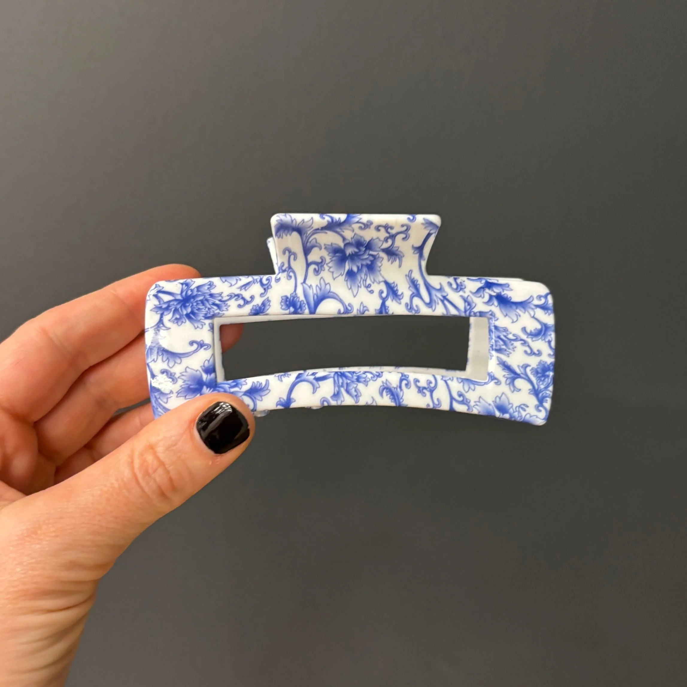 Velvet Claws Painted Pottery Blue Floral Hair Clip - Image 9