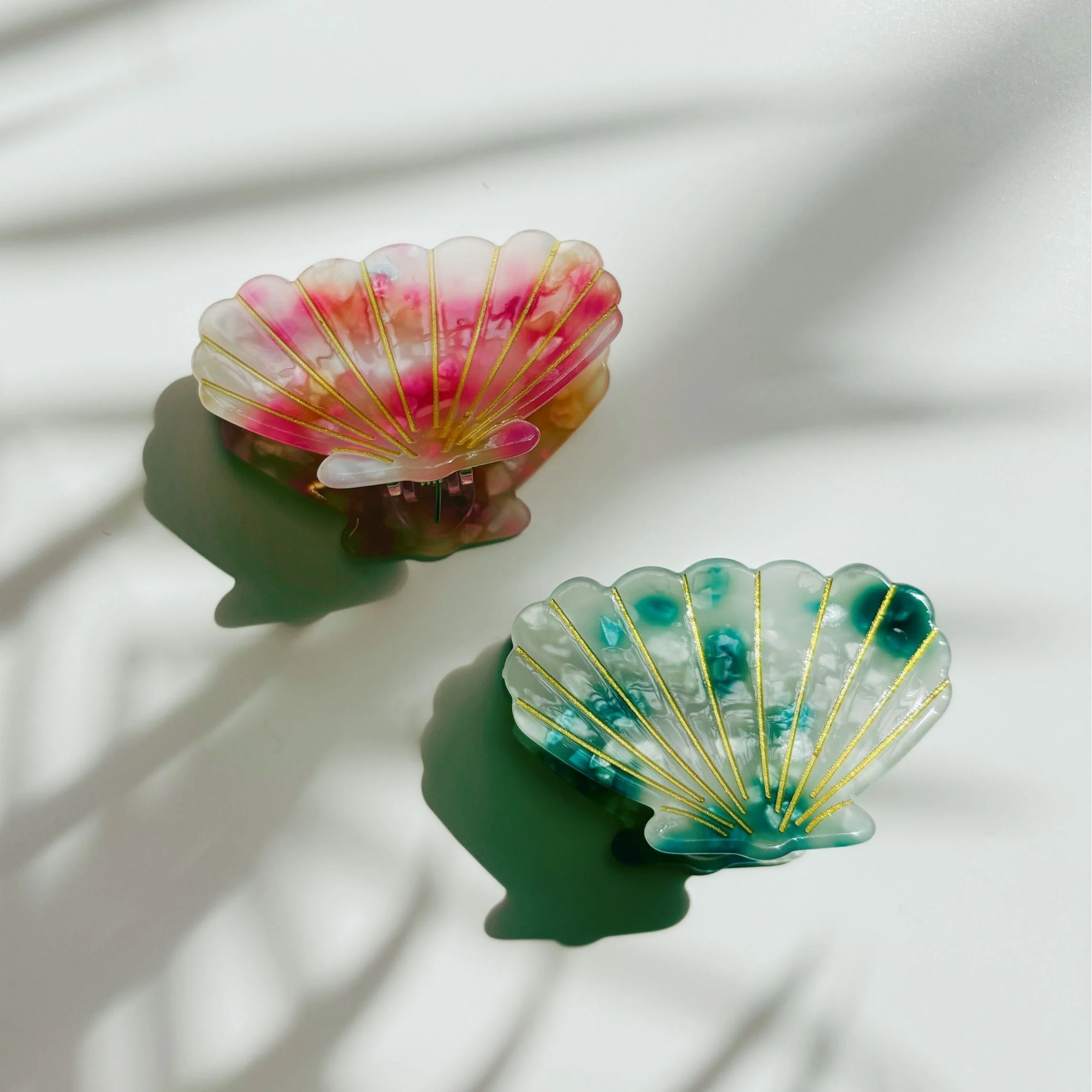 Velvet Claws Seashell Claw Set of 2: Aqua and Coral | Hair Claw Clip - Image 6