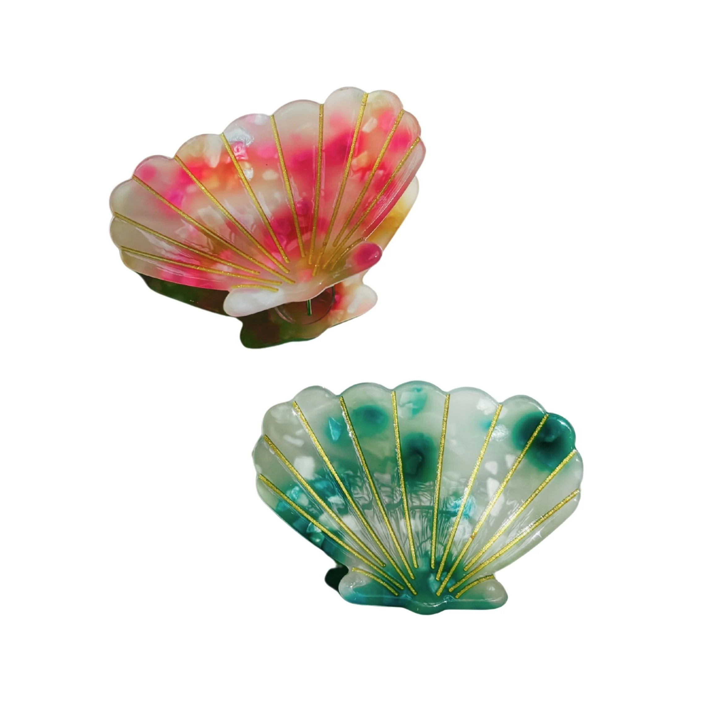 Velvet Claws Seashell Claw Set of 2: Aqua and Coral | Hair Claw Clip - Image 9