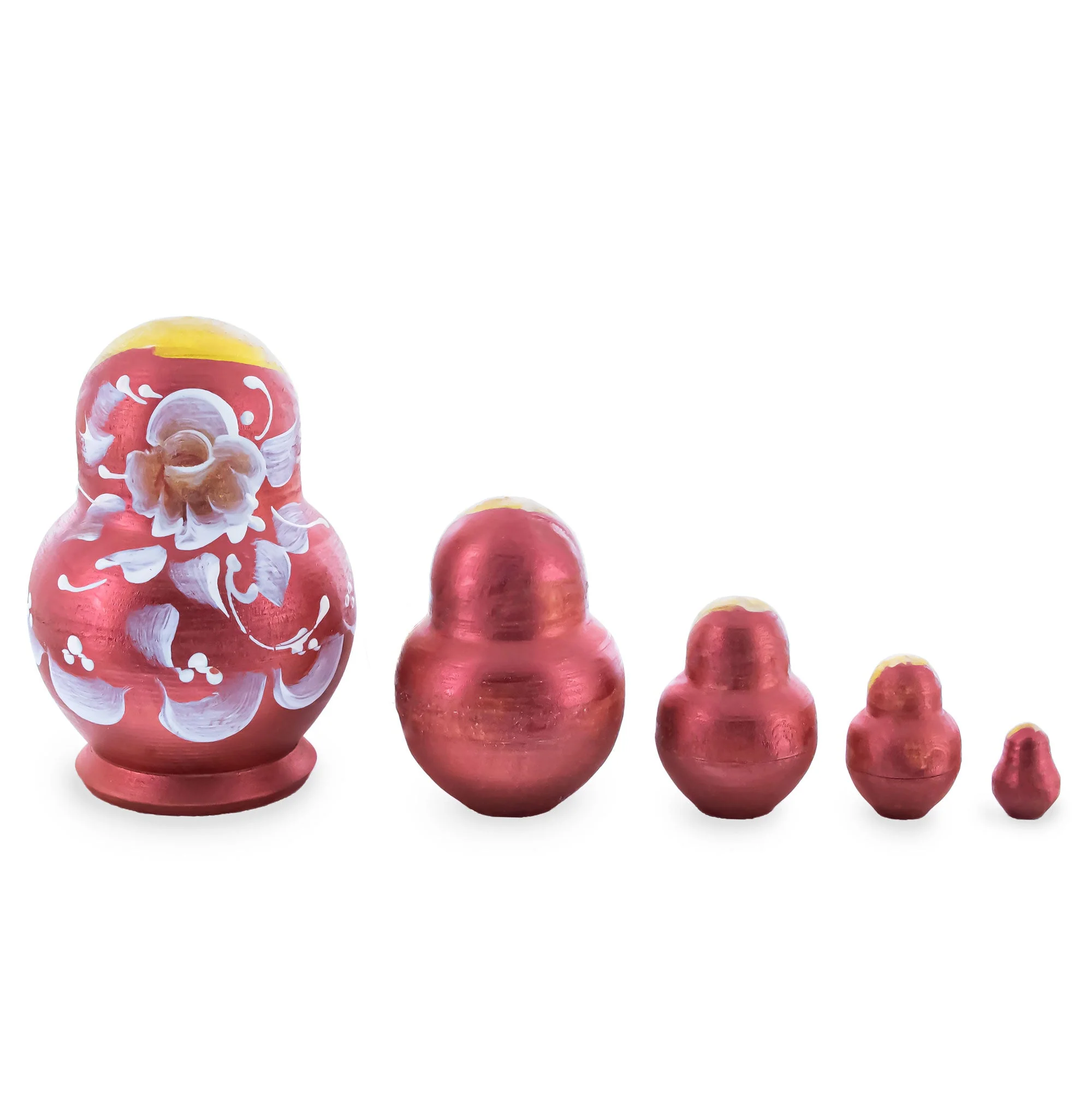 Velvet Color with White Flowers Wooden  Nesting Dolls - Image 2