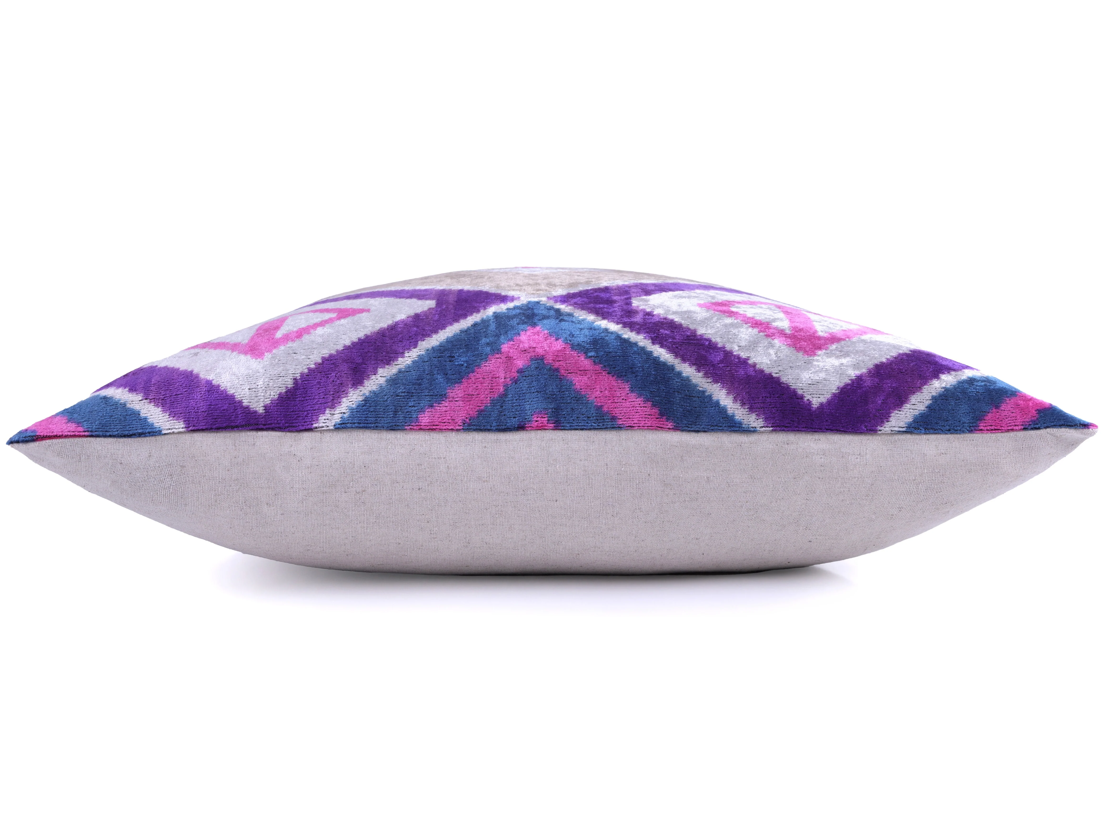 Velvet Diamond Ikat Throw Pillow – Purple & Pink | 20x20" - Image 3