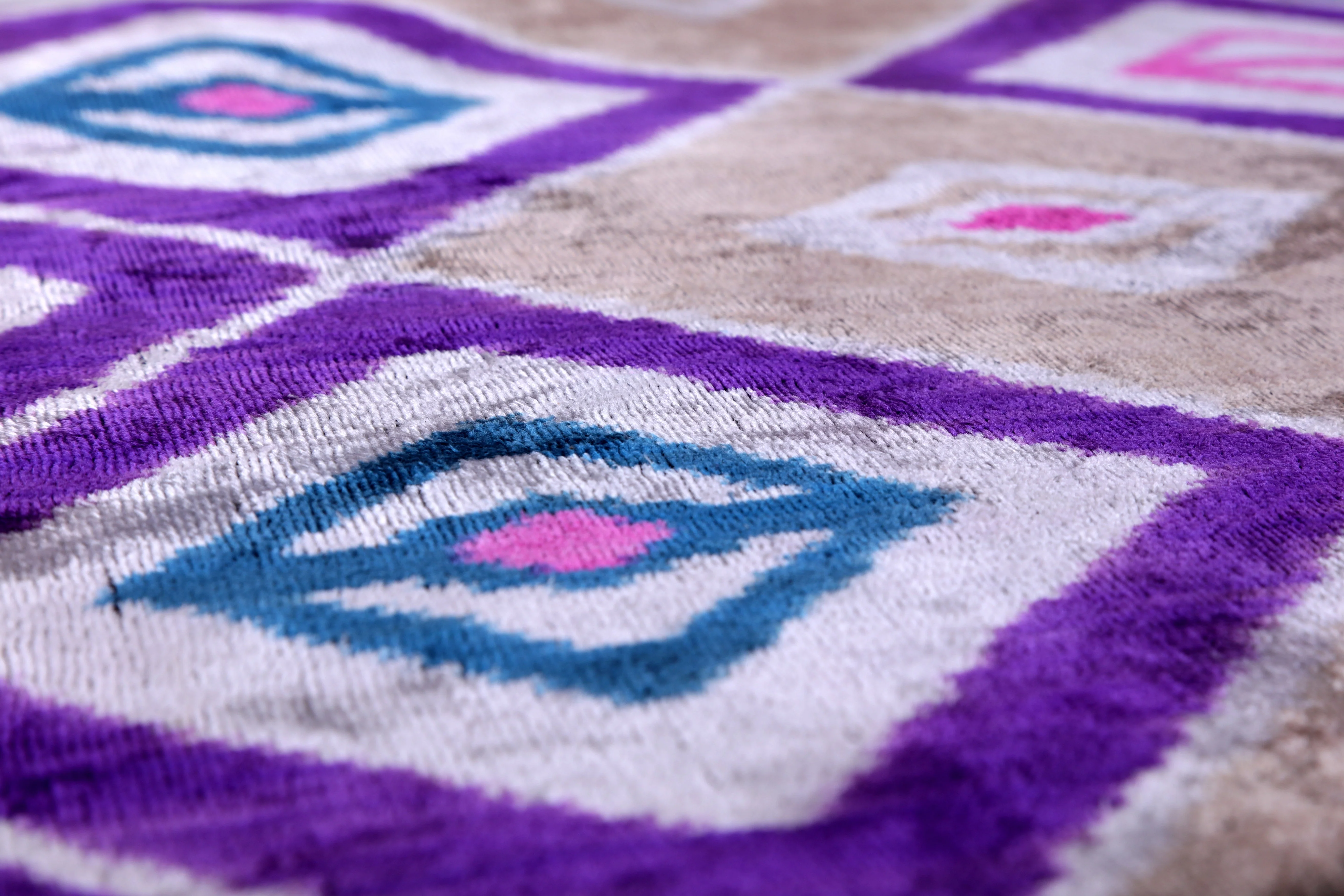 Velvet Diamond Ikat Throw Pillow – Purple & Pink | 20x20" - Image 5