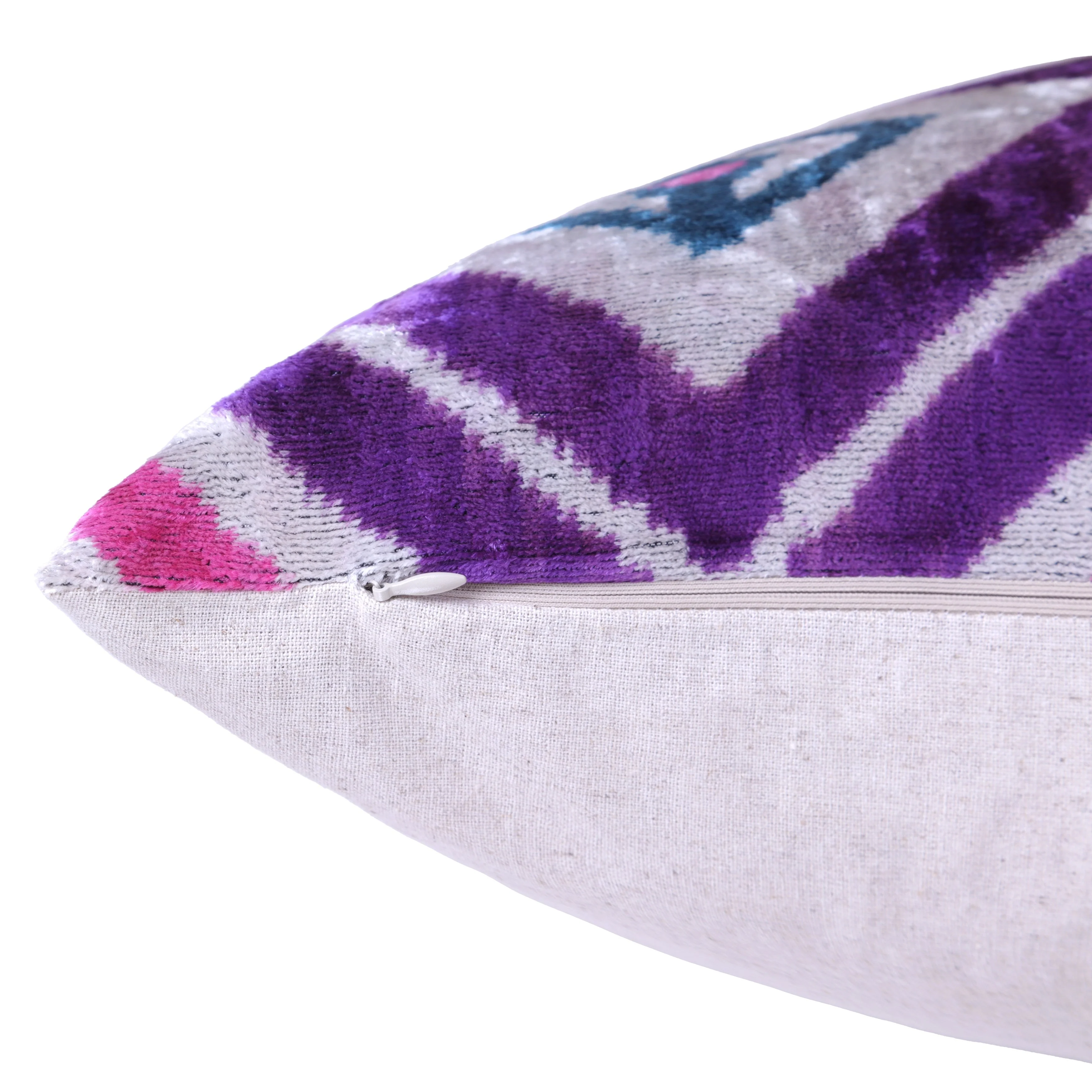 Velvet Diamond Ikat Throw Pillow – Purple & Pink | 20x20" - Image 6