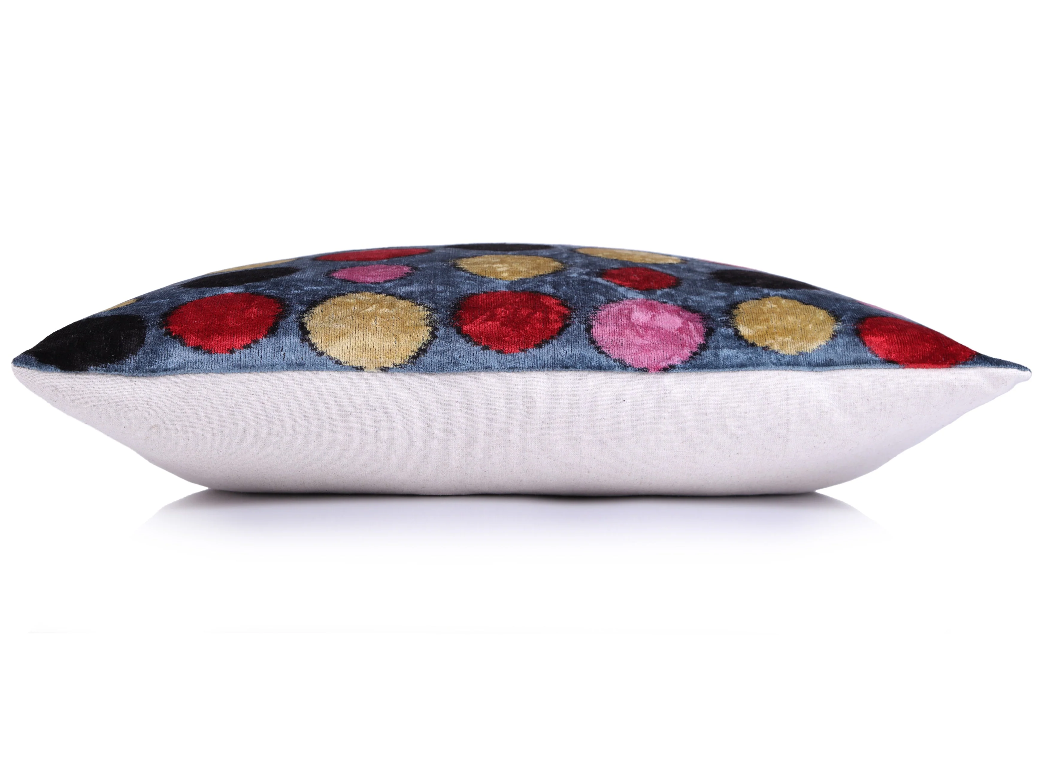 Velvet Polka Dot Silk Pillow – 16x24 Ikat Design | Luxury Handmade Throw Pillow - Image 3