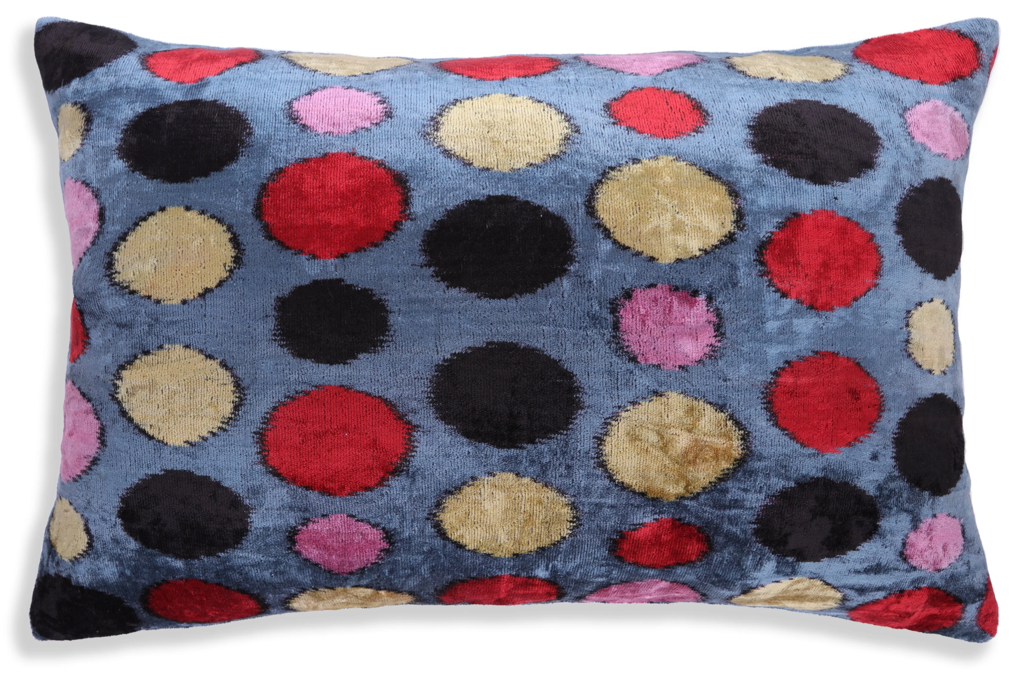 Velvet Polka Dot Silk Pillow – 16x24 Ikat Design | Luxury Handmade Throw Pillow - Image 5