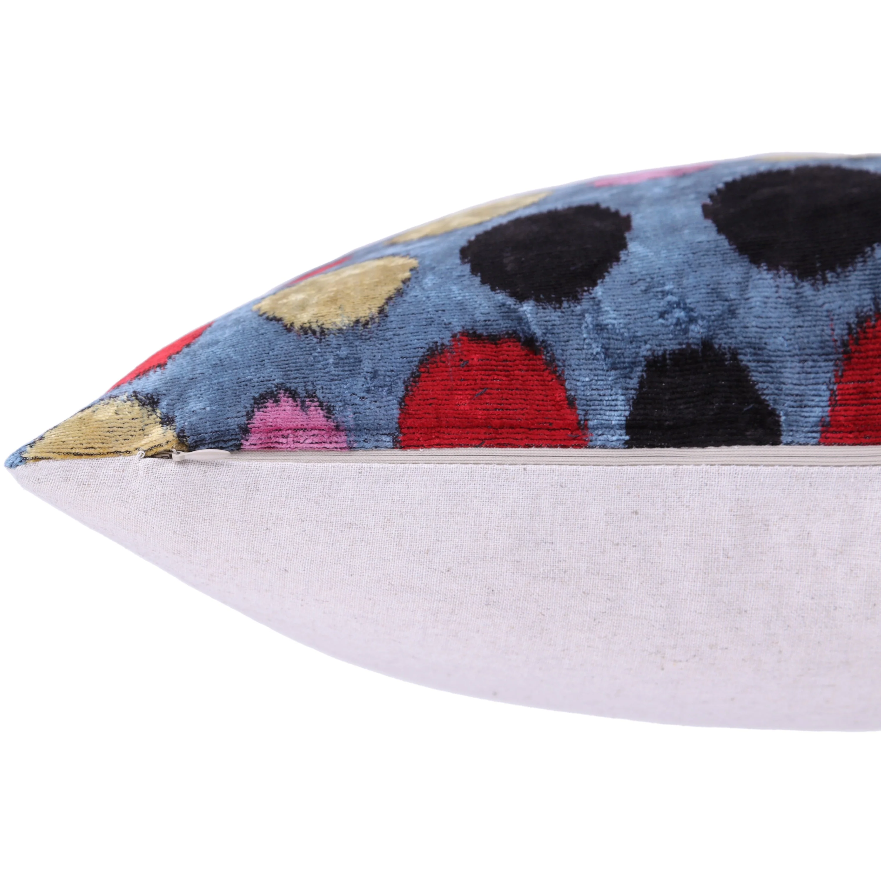 Velvet Polka Dot Silk Pillow – 16x24 Ikat Design | Luxury Handmade Throw Pillow - Image 6