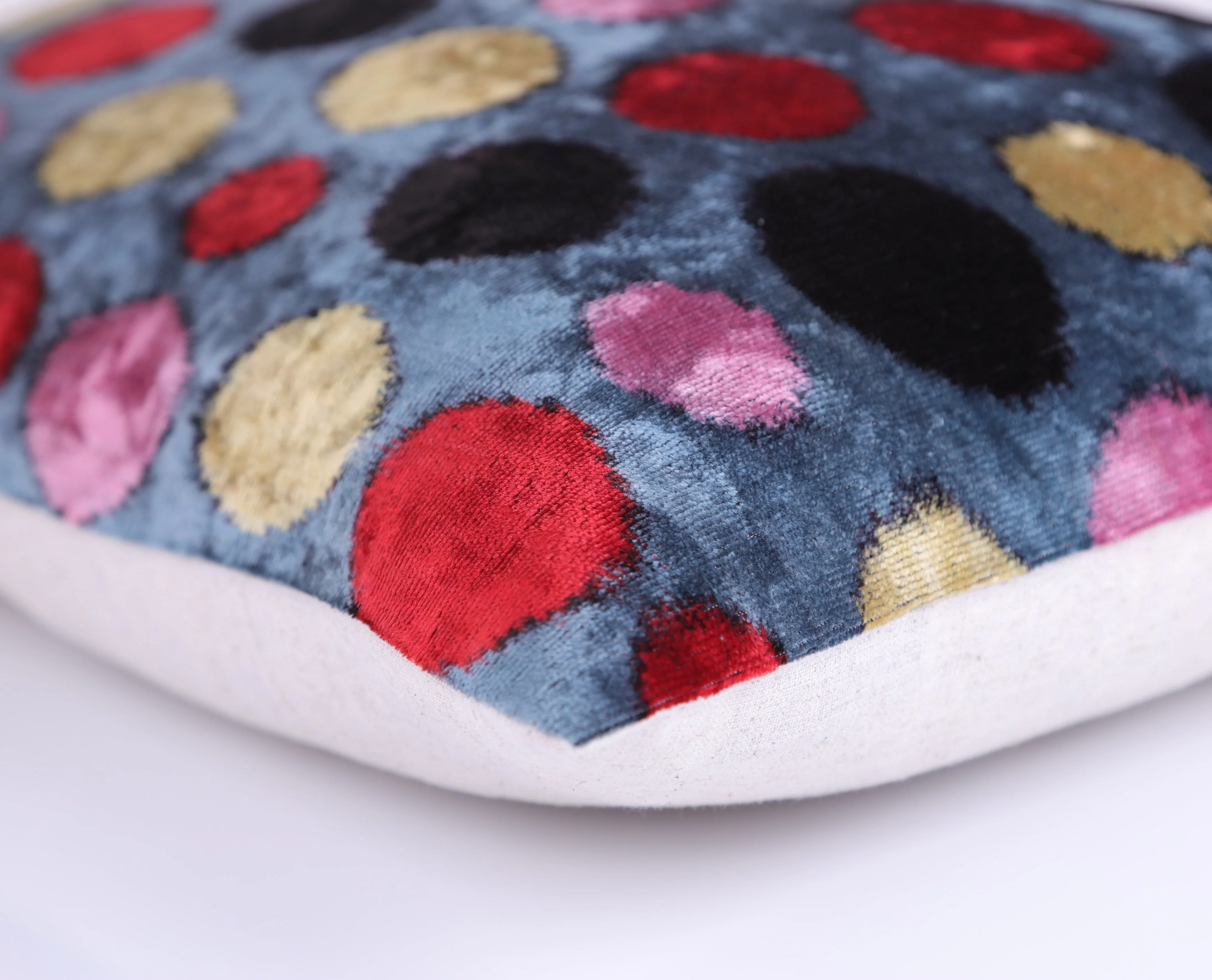 Velvet Polka Dot Silk Pillow – 16x24 Ikat Design | Luxury Handmade Throw Pillow - Image 8