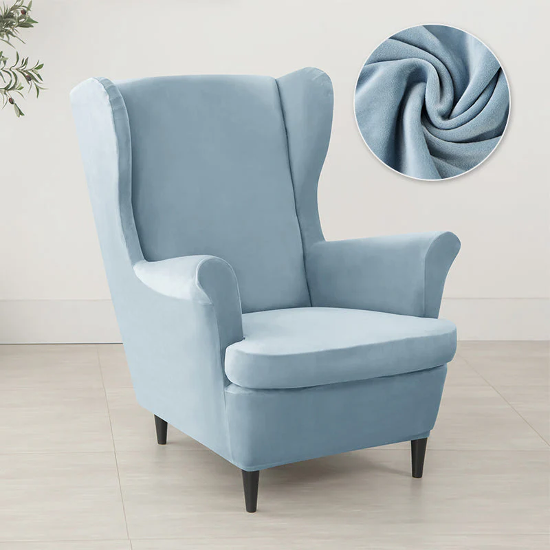 Velvet Wing Chair Cover Stretch Spandex Wingback Chair Cover Elastic Armchair Cover Sofa Covers with Seat Cushion Cover - Image 11