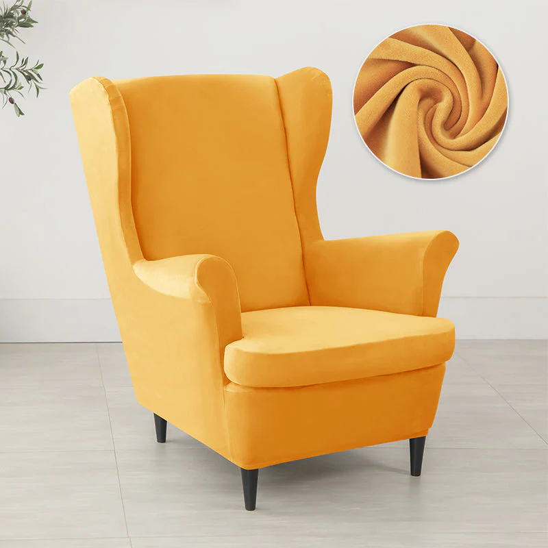Velvet Wing Chair Cover Stretch Spandex Wingback Chair Cover Elastic Armchair Cover Sofa Covers with Seat Cushion Cover - Image 12