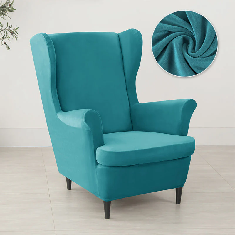 Velvet Wing Chair Cover Stretch Spandex Wingback Chair Cover Elastic Armchair Cover Sofa Covers with Seat Cushion Cover - Image 14