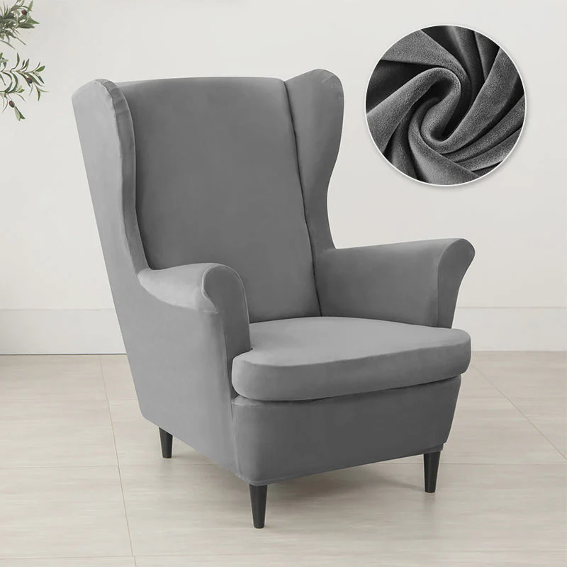 Velvet Wing Chair Cover Stretch Spandex Wingback Chair Cover Elastic Armchair Cover Sofa Covers with Seat Cushion Cover - Image 16