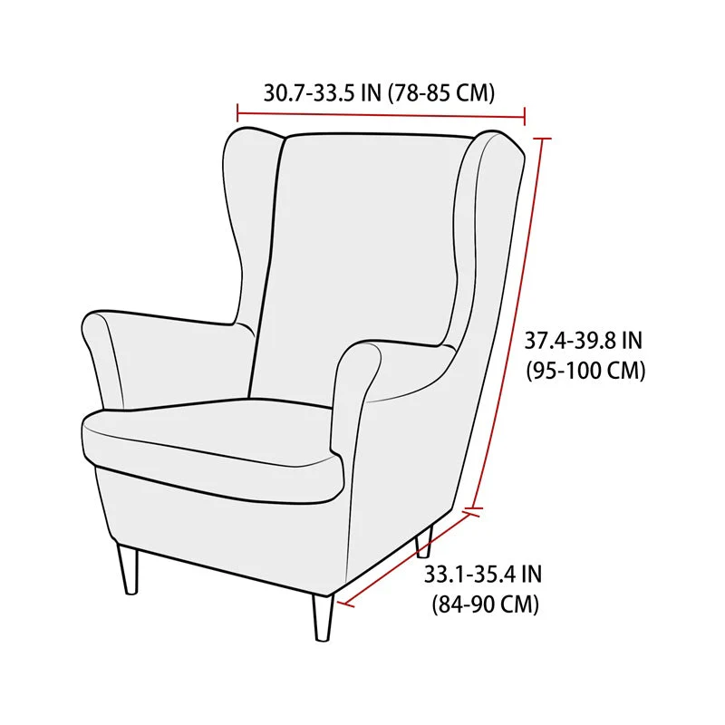 Velvet Wing Chair Cover Stretch Spandex Wingback Chair Cover Elastic Armchair Cover Sofa Covers with Seat Cushion Cover - Image 2