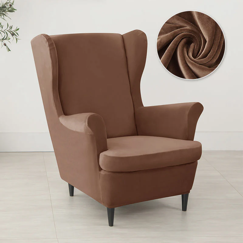 Velvet Wing Chair Cover Stretch Spandex Wingback Chair Cover Elastic Armchair Cover Sofa Covers with Seat Cushion Cover - Image 20