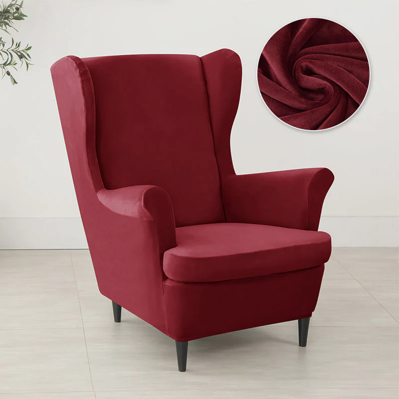 Velvet Wing Chair Cover Stretch Spandex Wingback Chair Cover Elastic Armchair Cover Sofa Covers with Seat Cushion Cover - Image 21