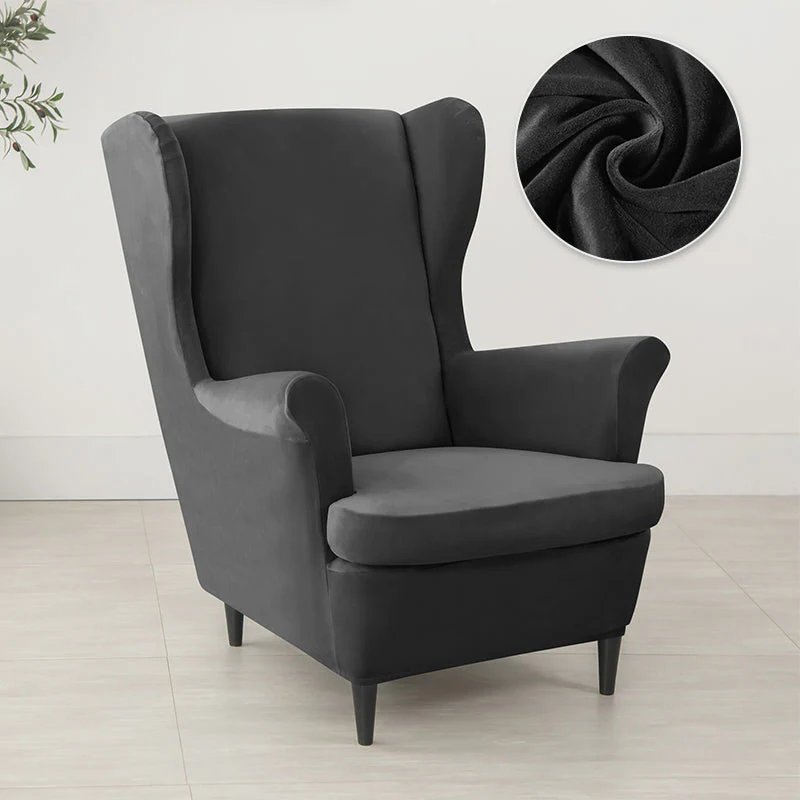 Velvet Wing Chair Cover Stretch Spandex Wingback Chair Cover Elastic Armchair Cover Sofa Covers with Seat Cushion Cover - Image 22