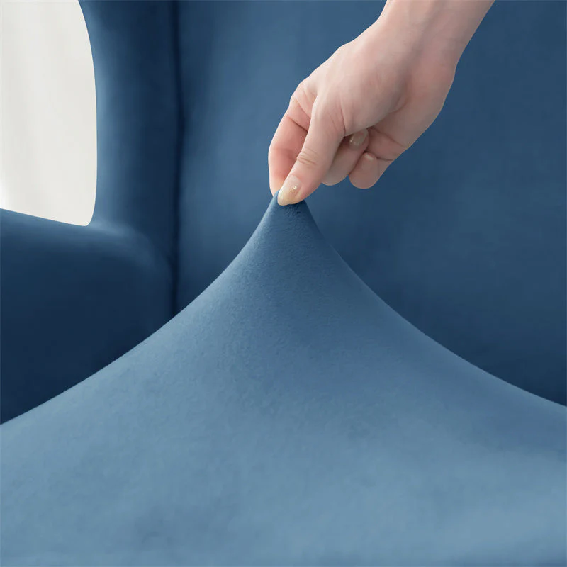 Velvet Wing Chair Cover Stretch Spandex Wingback Chair Cover Elastic Armchair Cover Sofa Covers with Seat Cushion Cover - Image 3