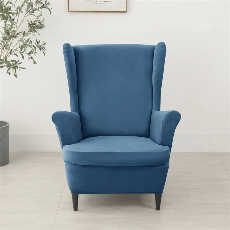 Velvet Wing Chair Cover Stretch Spandex Wingback Chair Cover Elastic Armchair Cover Sofa Covers with Seat Cushion Cover - Image 4