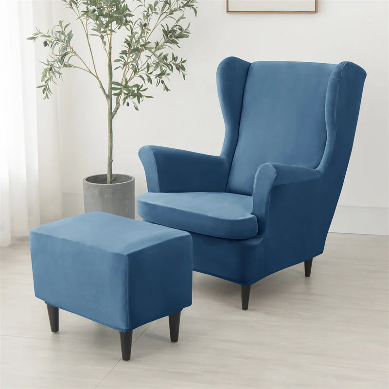 Velvet Wing Chair Cover Stretch Spandex Wingback Chair Cover Elastic Armchair Cover Sofa Covers with Seat Cushion Cover - Image 5