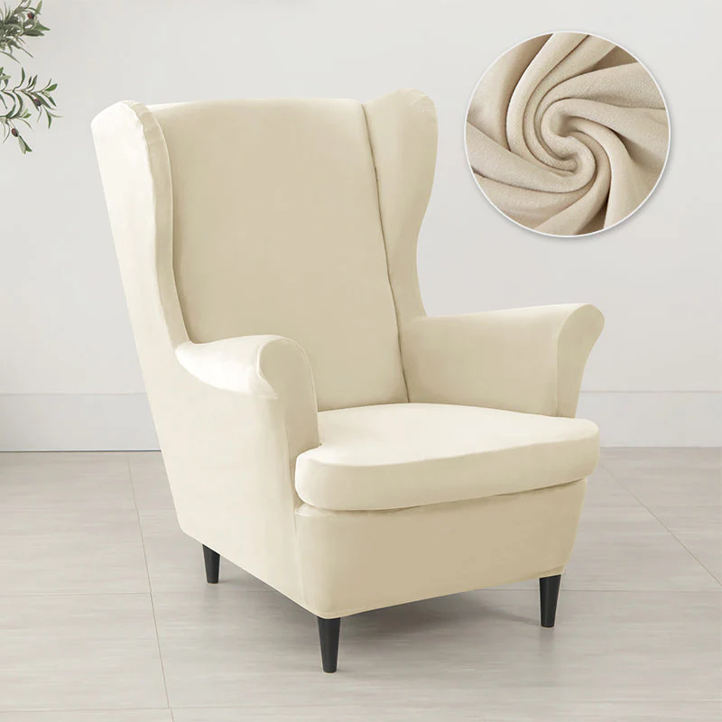 Velvet Wing Chair Cover Stretch Spandex Wingback Chair Cover Elastic Armchair Cover Sofa Covers with Seat Cushion Cover - Image 7