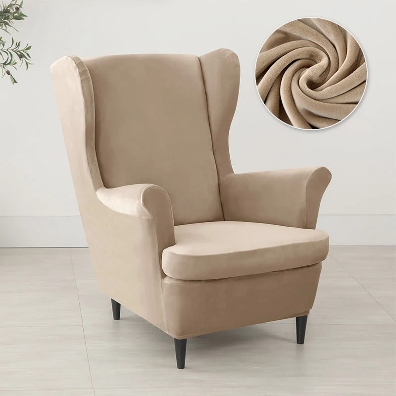 Velvet Wing Chair Cover Stretch Spandex Wingback Chair Cover Elastic Armchair Cover Sofa Covers with Seat Cushion Cover - Image 8