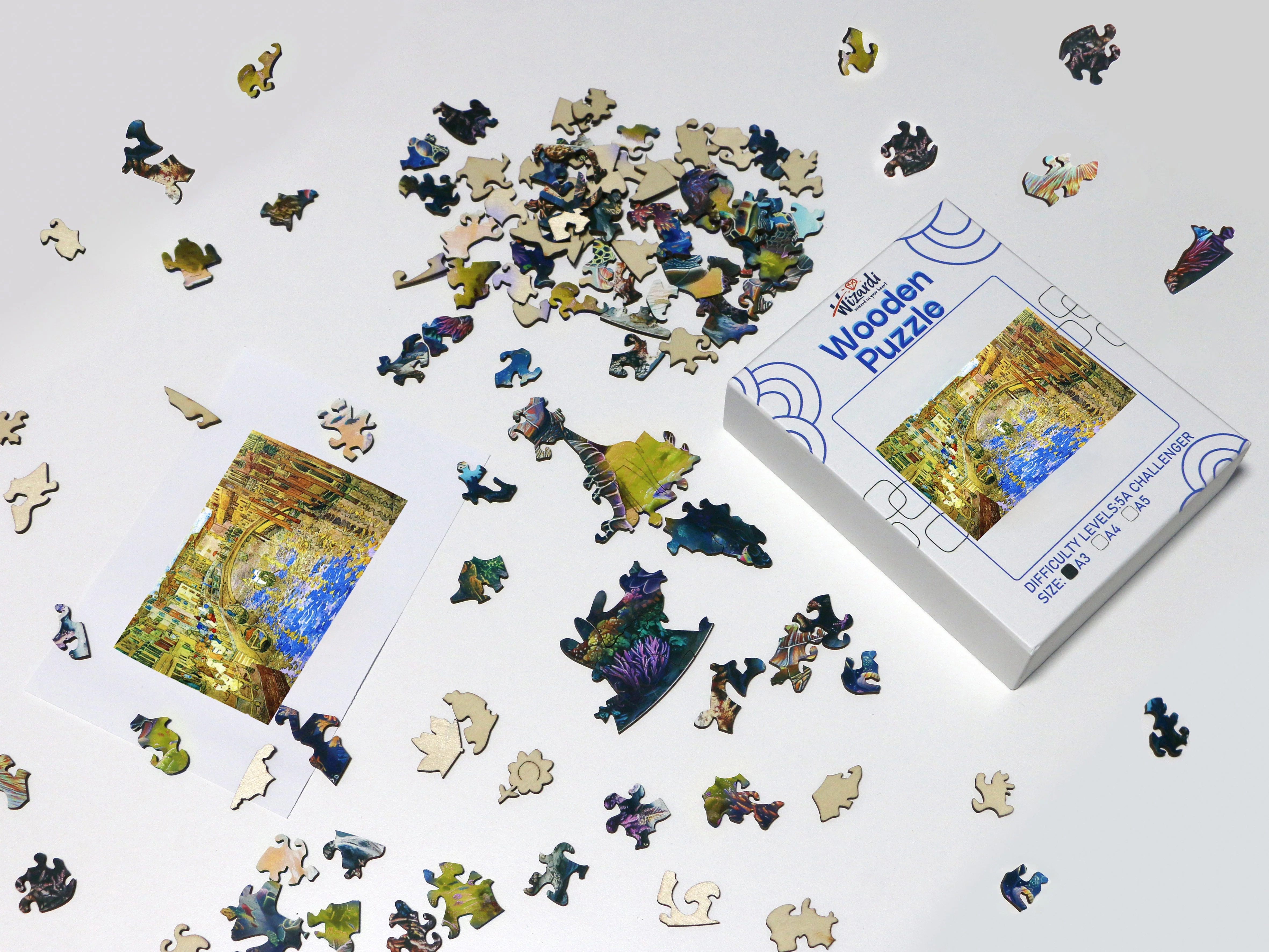 Venetian Canal Scene after Maurice Prendergast - Jigsaw Wooden Puzzle by Wizardi F07N9-21 - Image 2
