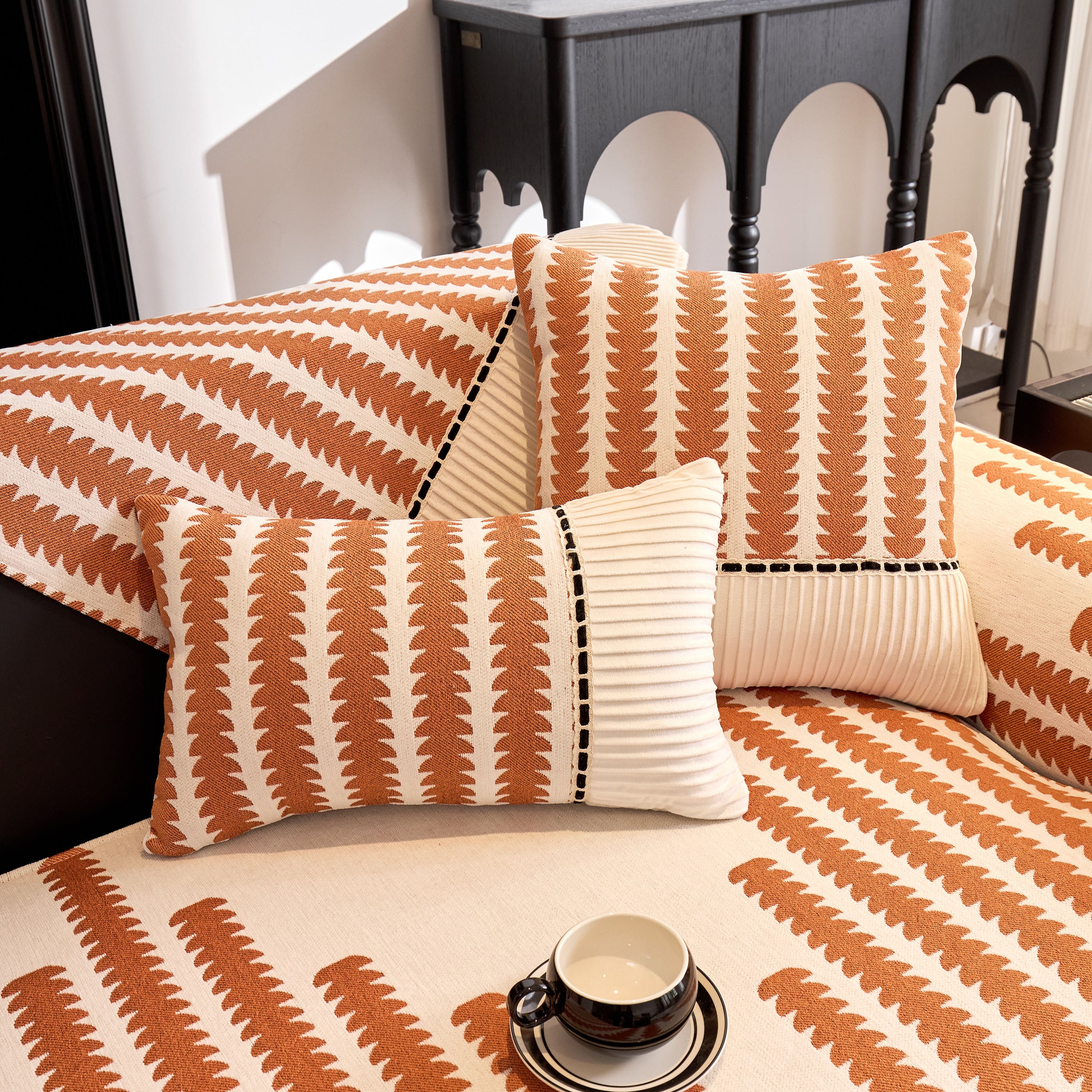 Vertical Stripes Sectional Sofa Cover Slipcover - Non-Slip, Fits L-Shape Couches - Image 116