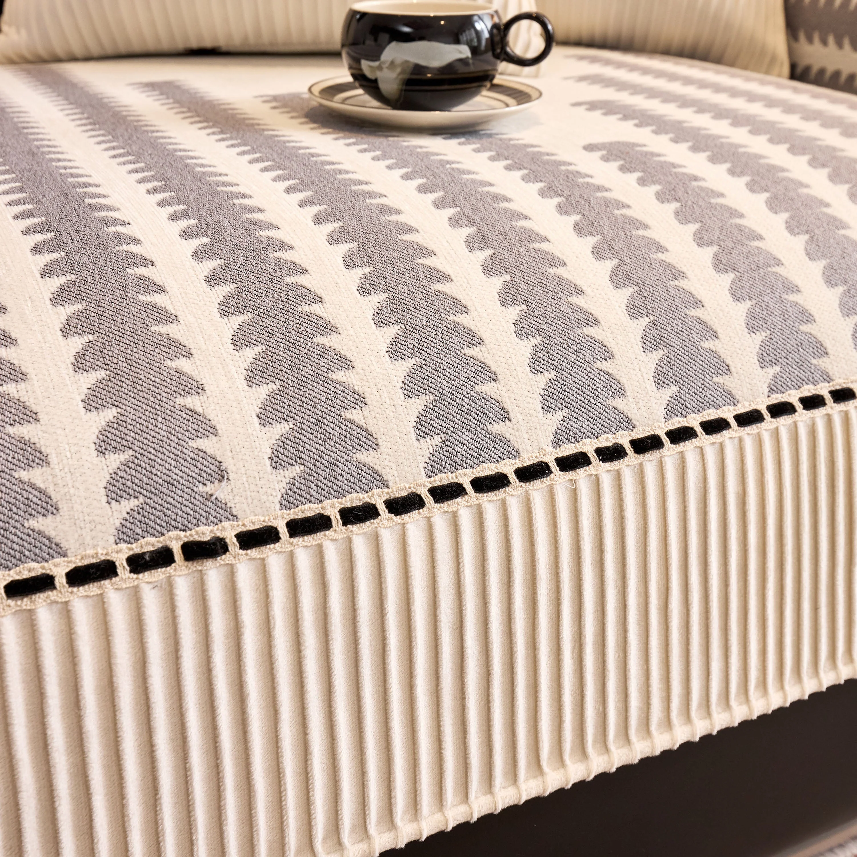 Vertical Stripes Sectional Sofa Cover Slipcover - Non-Slip, Fits L-Shape Couches - Image 37