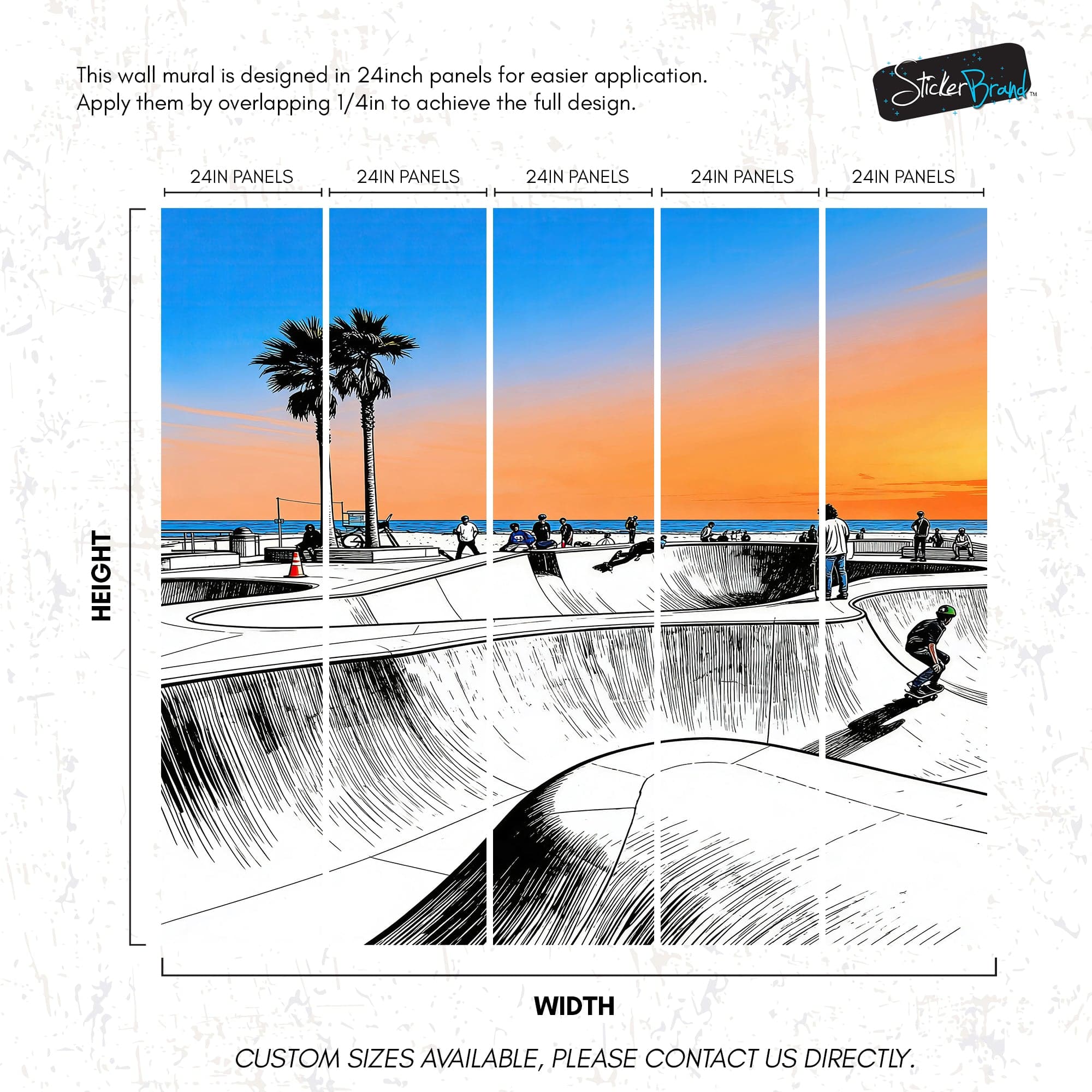 Vibrant Illustration of Skate Park Sunset Wall Mural. #7067 - Image 6