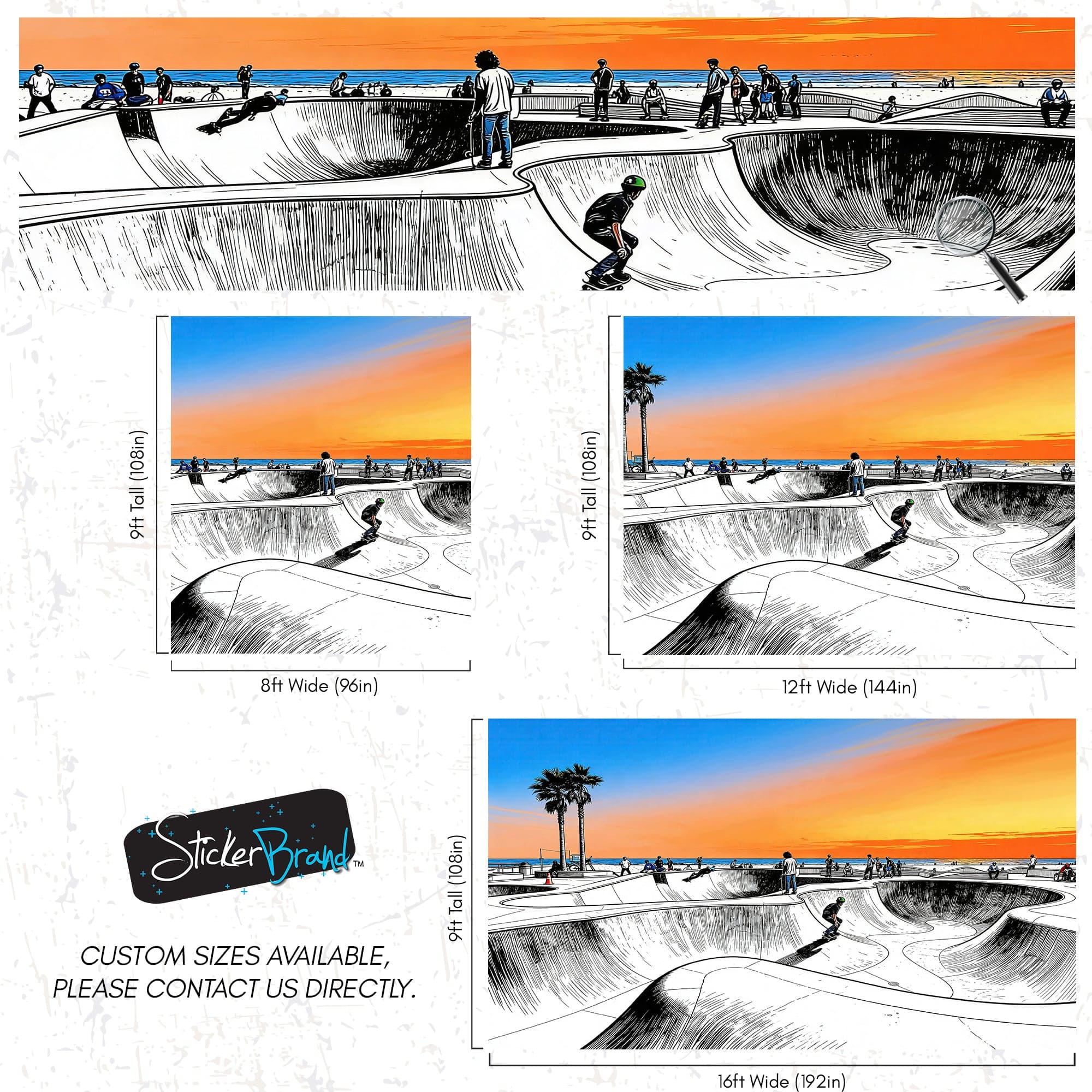 Vibrant Illustration of Skate Park Sunset Wall Mural. #7067 - Image 7