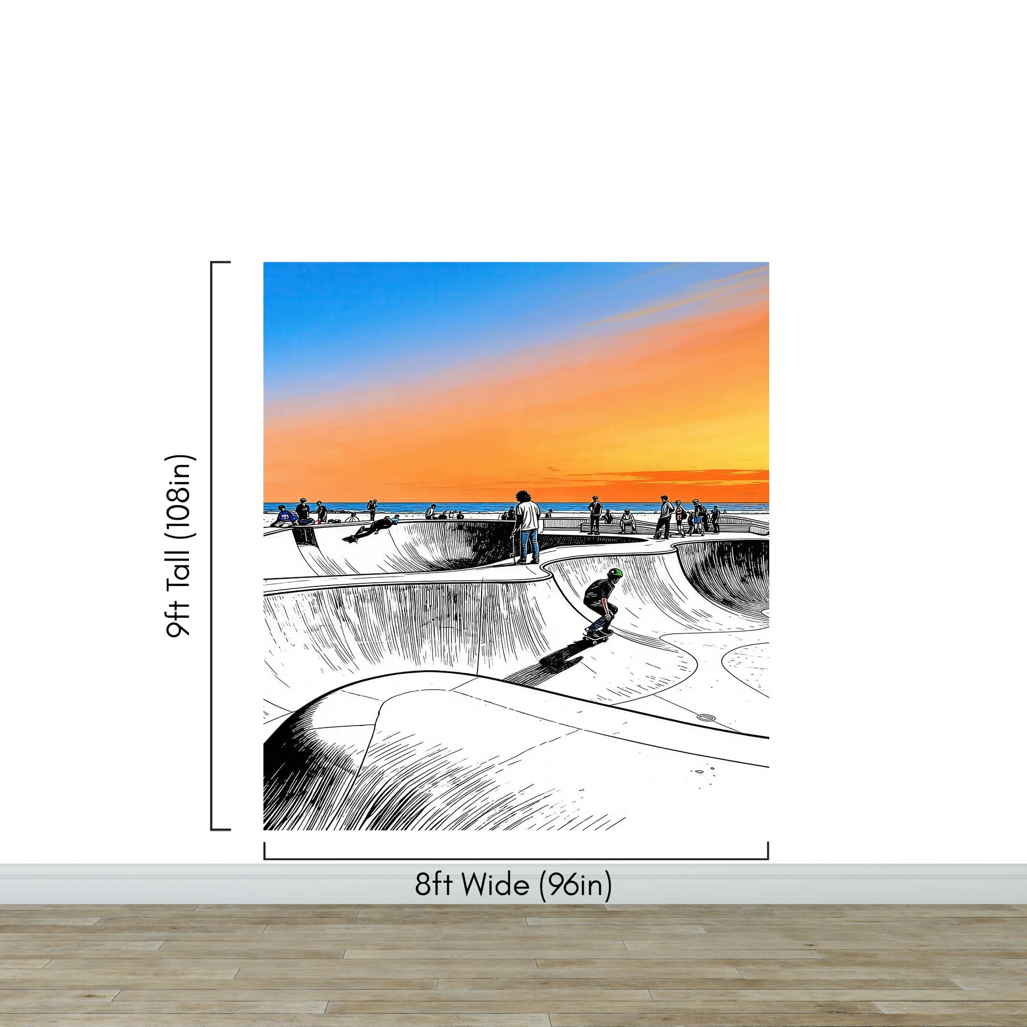 Vibrant Illustration of Skate Park Sunset Wall Mural. #7067 - Image 9