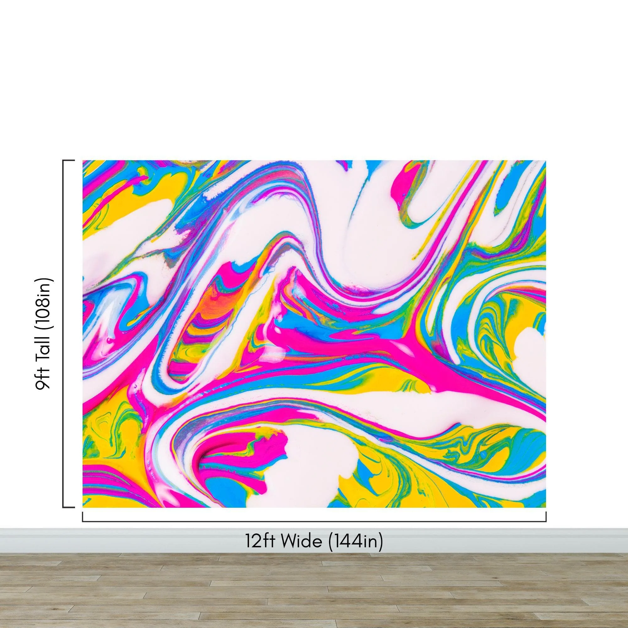 Vibrant Neon Ink Swirl Wallpaper. Abstract Pink, Yellow & Blue Colors. #6980 - Image 13
