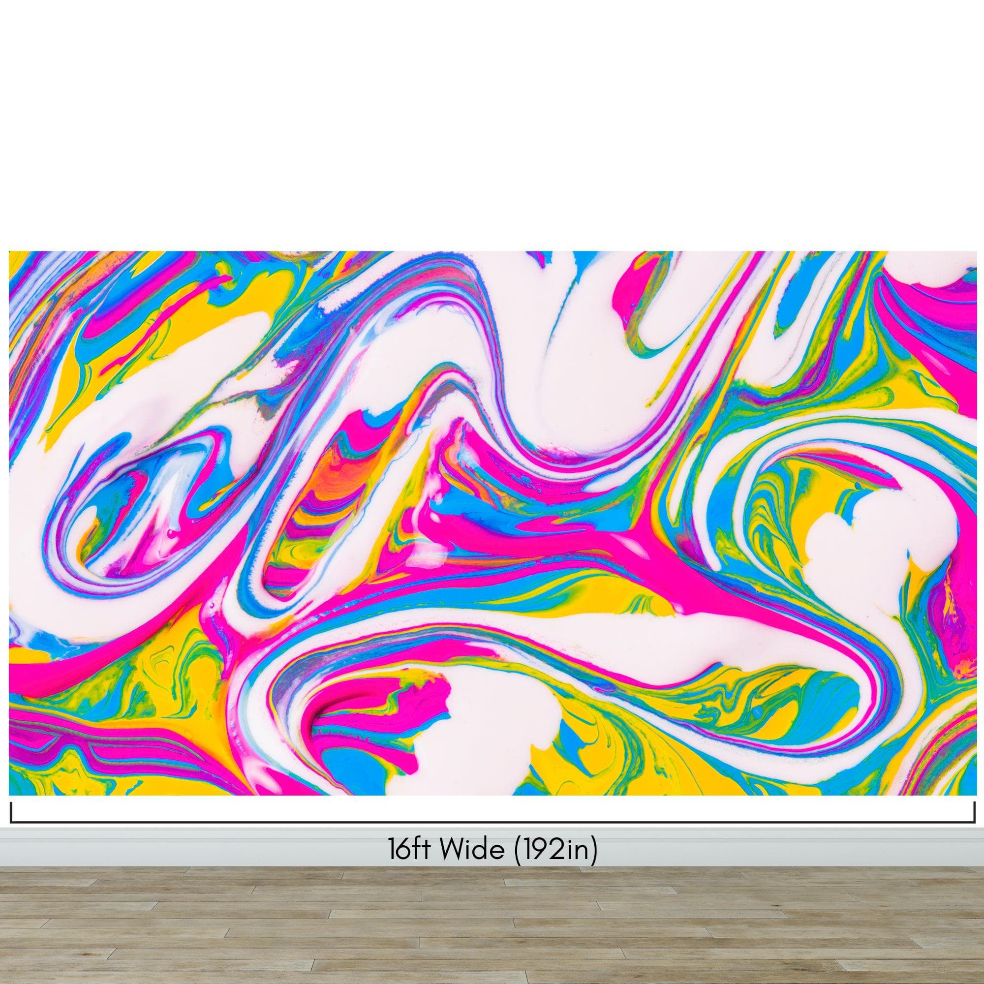 Vibrant Neon Ink Swirl Wallpaper. Abstract Pink, Yellow & Blue Colors. #6980 - Image 14