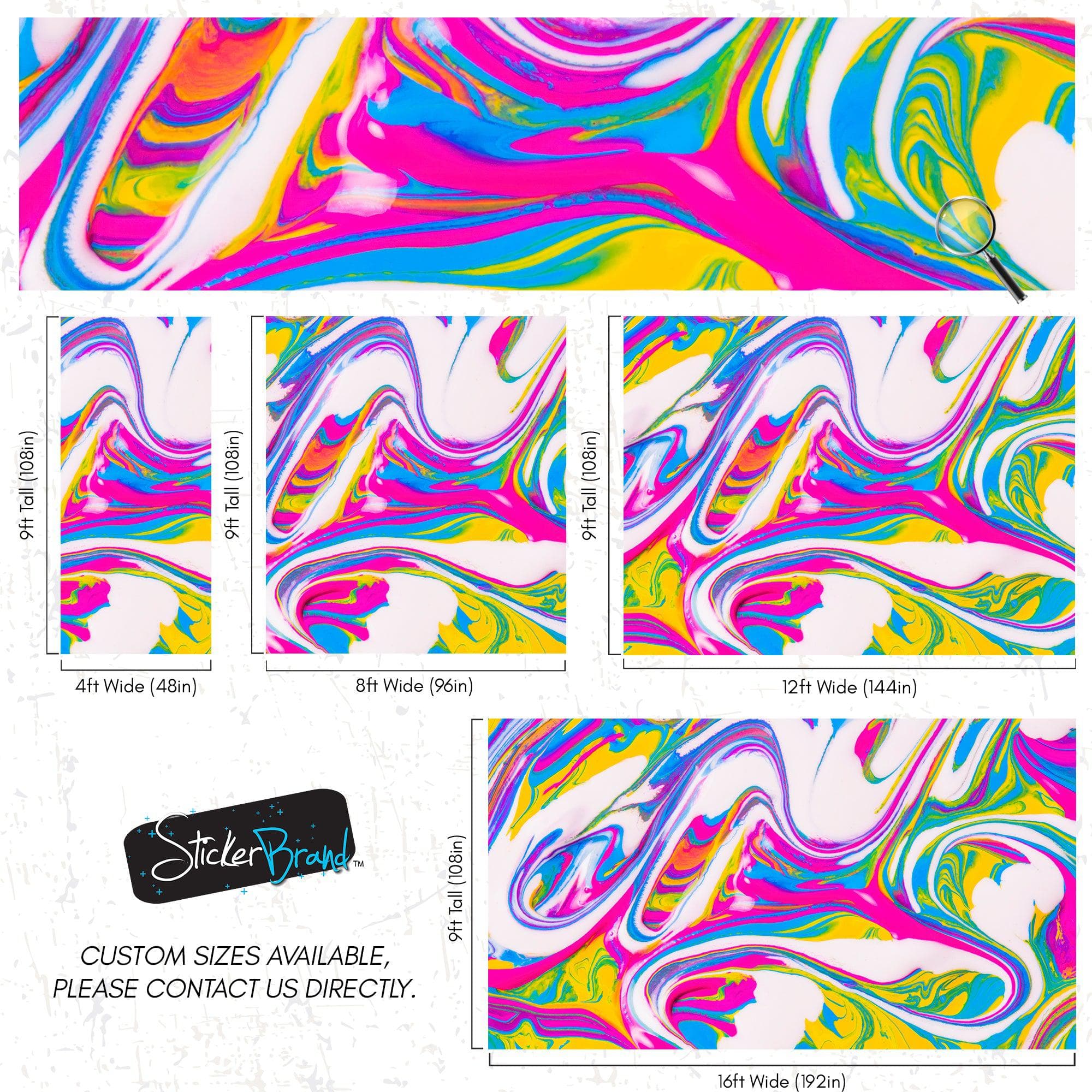 Vibrant Neon Ink Swirl Wallpaper. Abstract Pink, Yellow & Blue Colors. #6980 - Image 9
