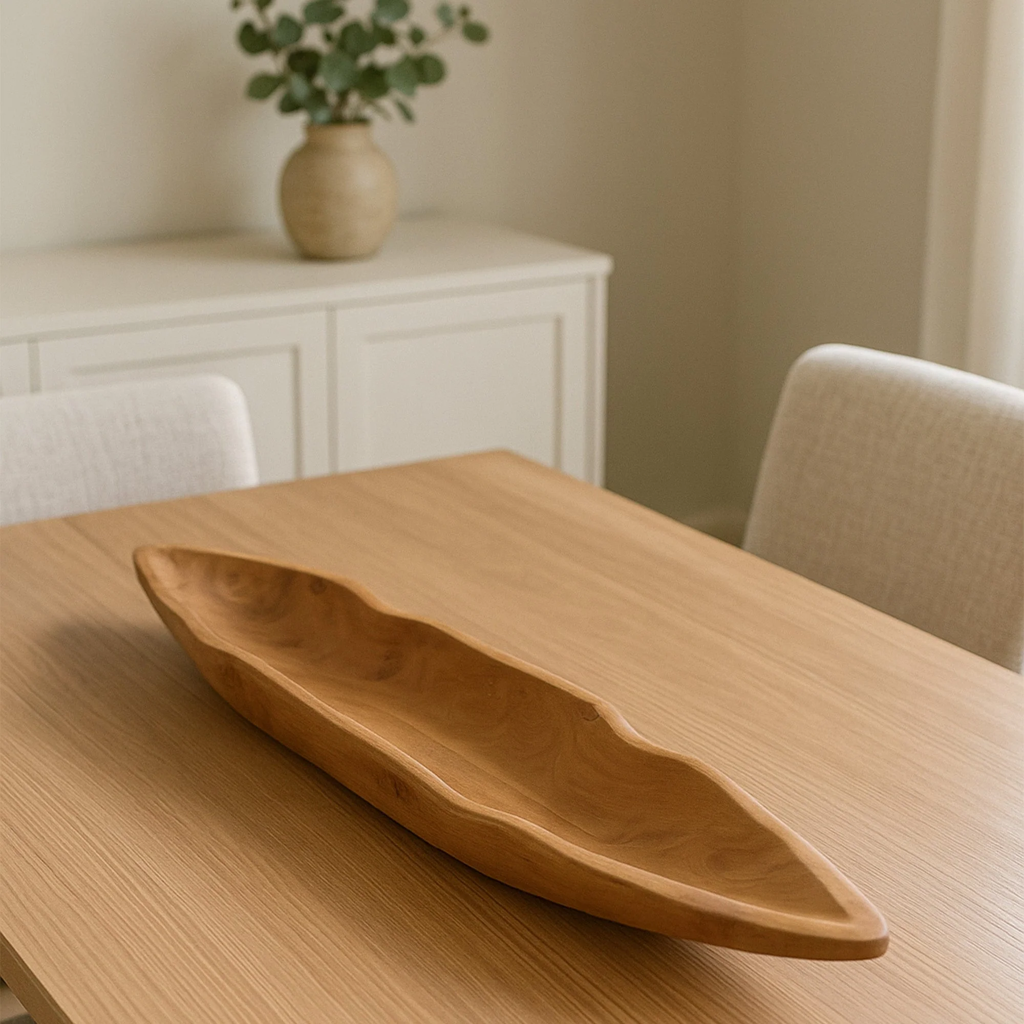 Viking Boat Natural Teak Table Centerpiece - Image 3