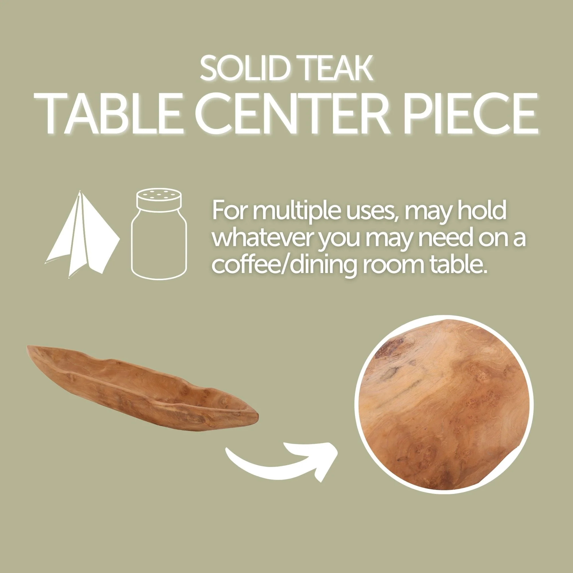 Viking Boat Natural Teak Table Centerpiece - Image 5