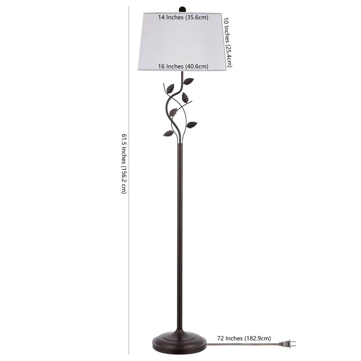Vine Leaves Floor Lamp in Bronze Finish with White Shade - Image 5