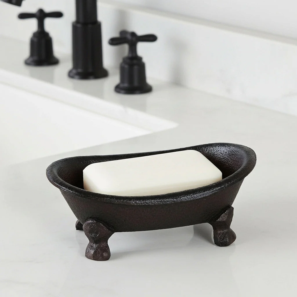 Vintage Cast Iron Bathtub Soap Dish, Antique-Style Bathroom Accessory