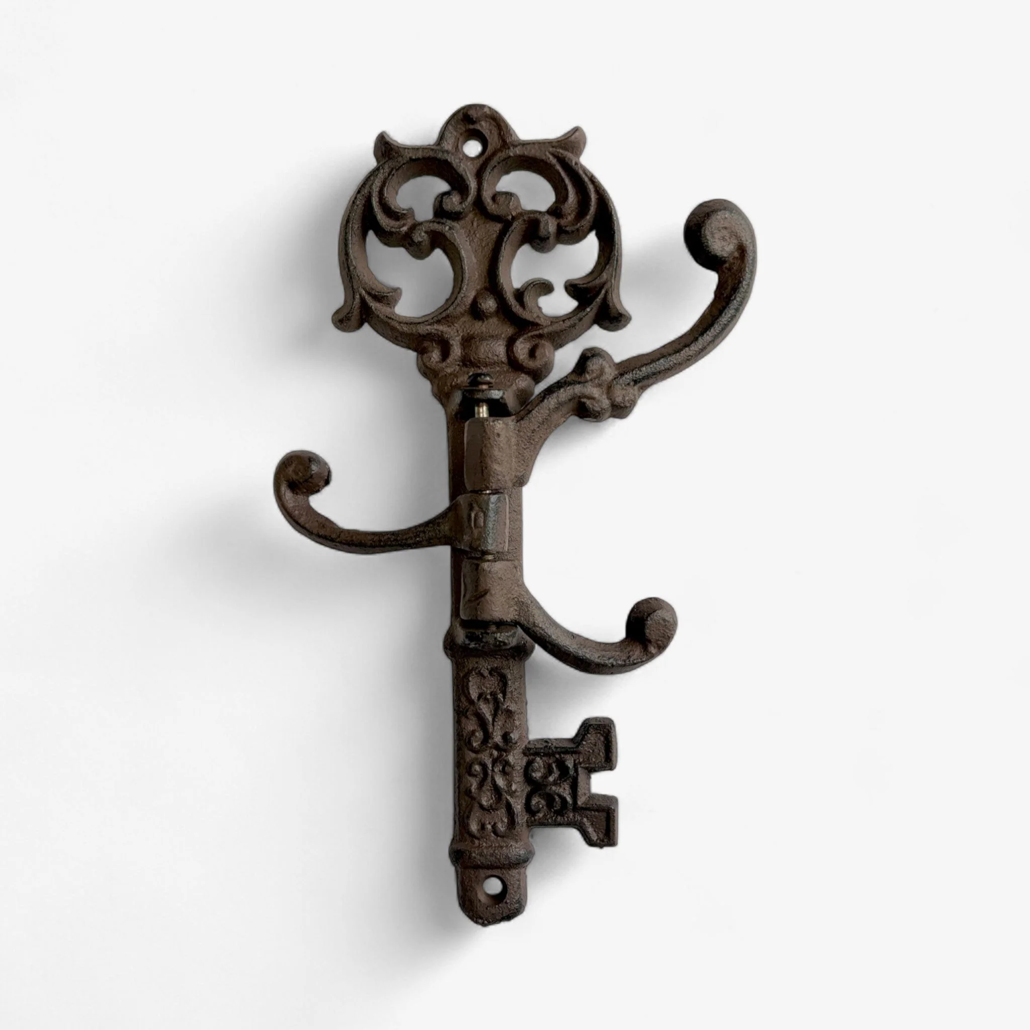 Vintage Cast Iron Skeleton Key Hook Rack, Rustic Wall Organizer - Image 2