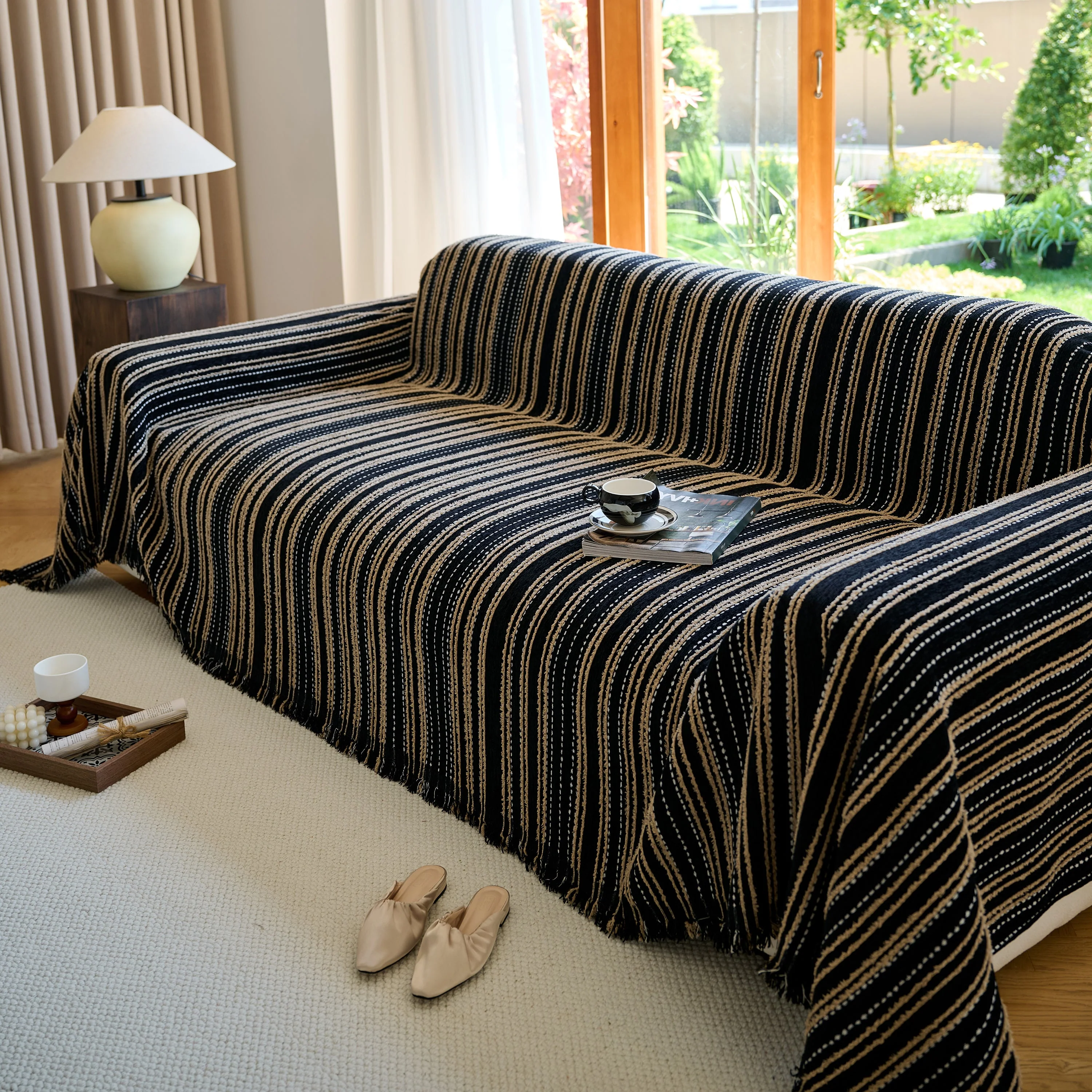 Vintage-Inspired Striped Blankets for Couch Covers Luxury Couch Throw Cover with Timeless Elegance - Image 12