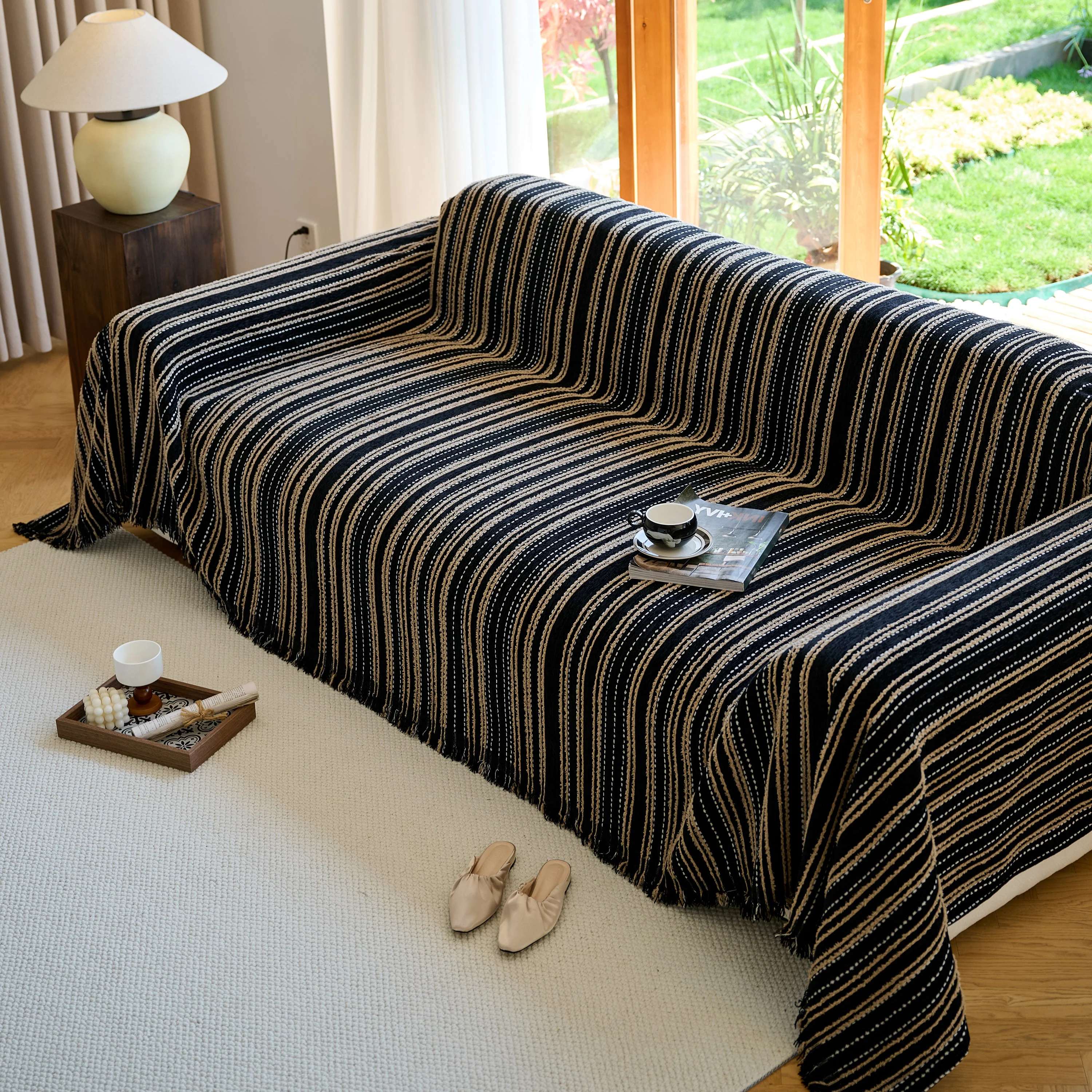 Vintage-Inspired Striped Blankets for Couch Covers Luxury Couch Throw Cover with Timeless Elegance - Image 14