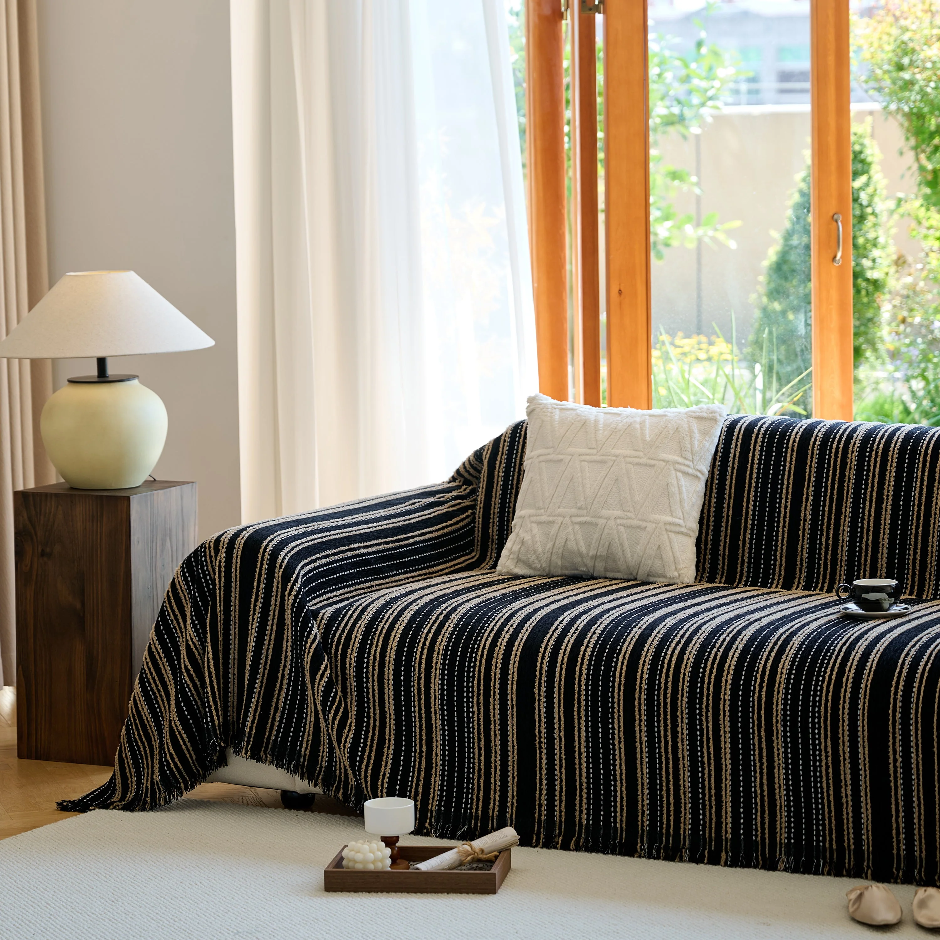 Vintage-Inspired Striped Blankets for Couch Covers Luxury Couch Throw Cover with Timeless Elegance - Image 15