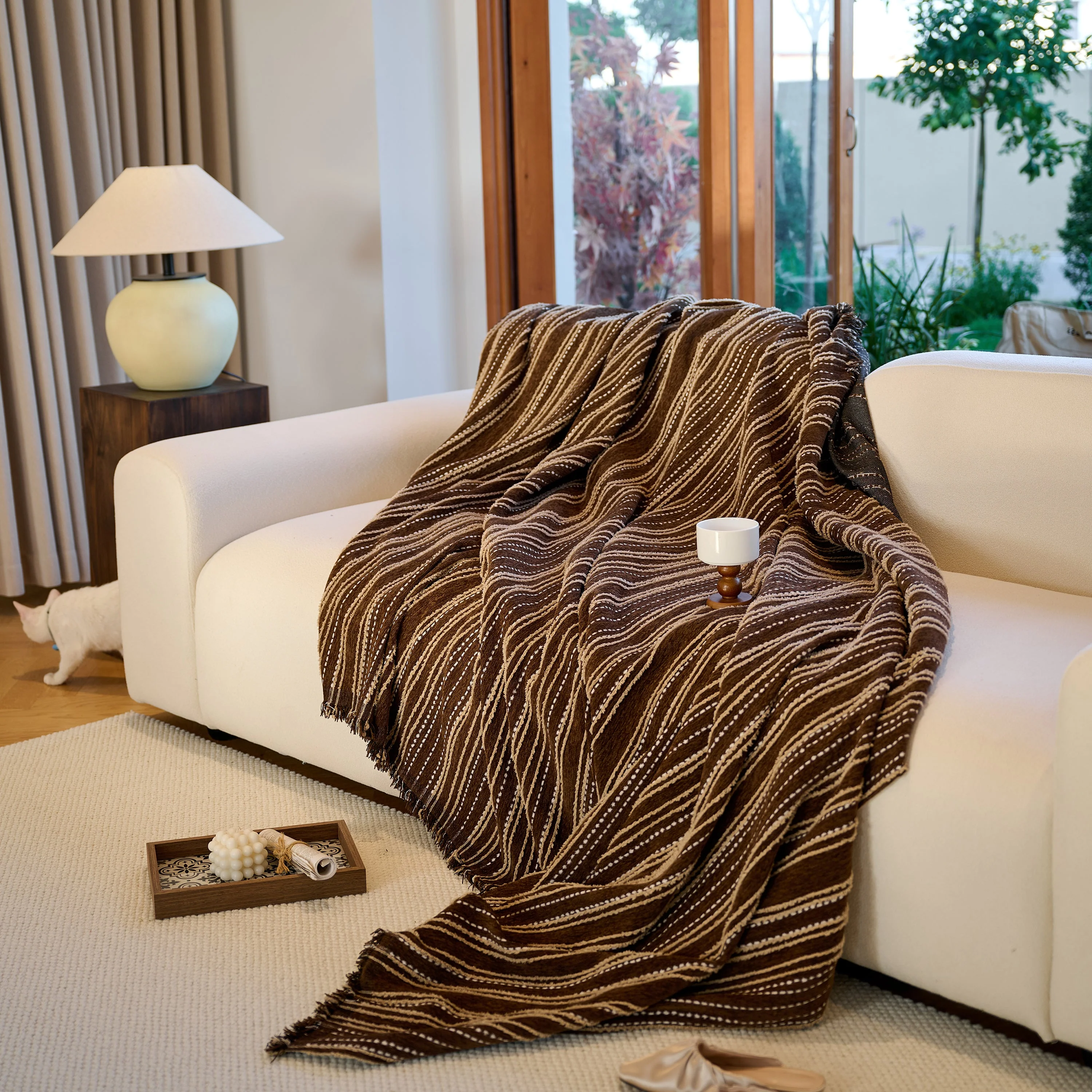 Vintage-Inspired Striped Blankets for Couch Covers Luxury Couch Throw Cover with Timeless Elegance - Image 40
